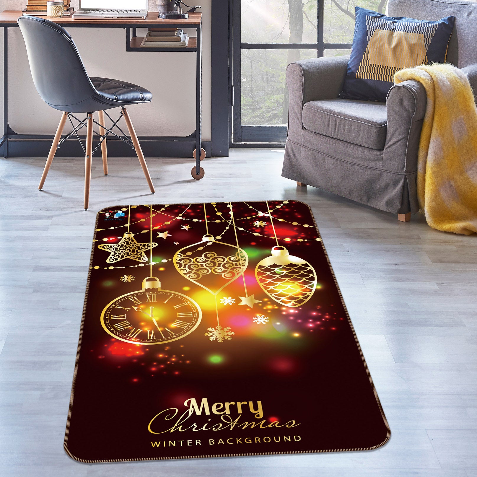 3D String Lights 55140 Christmas Non Slip Rug Mat Xmas