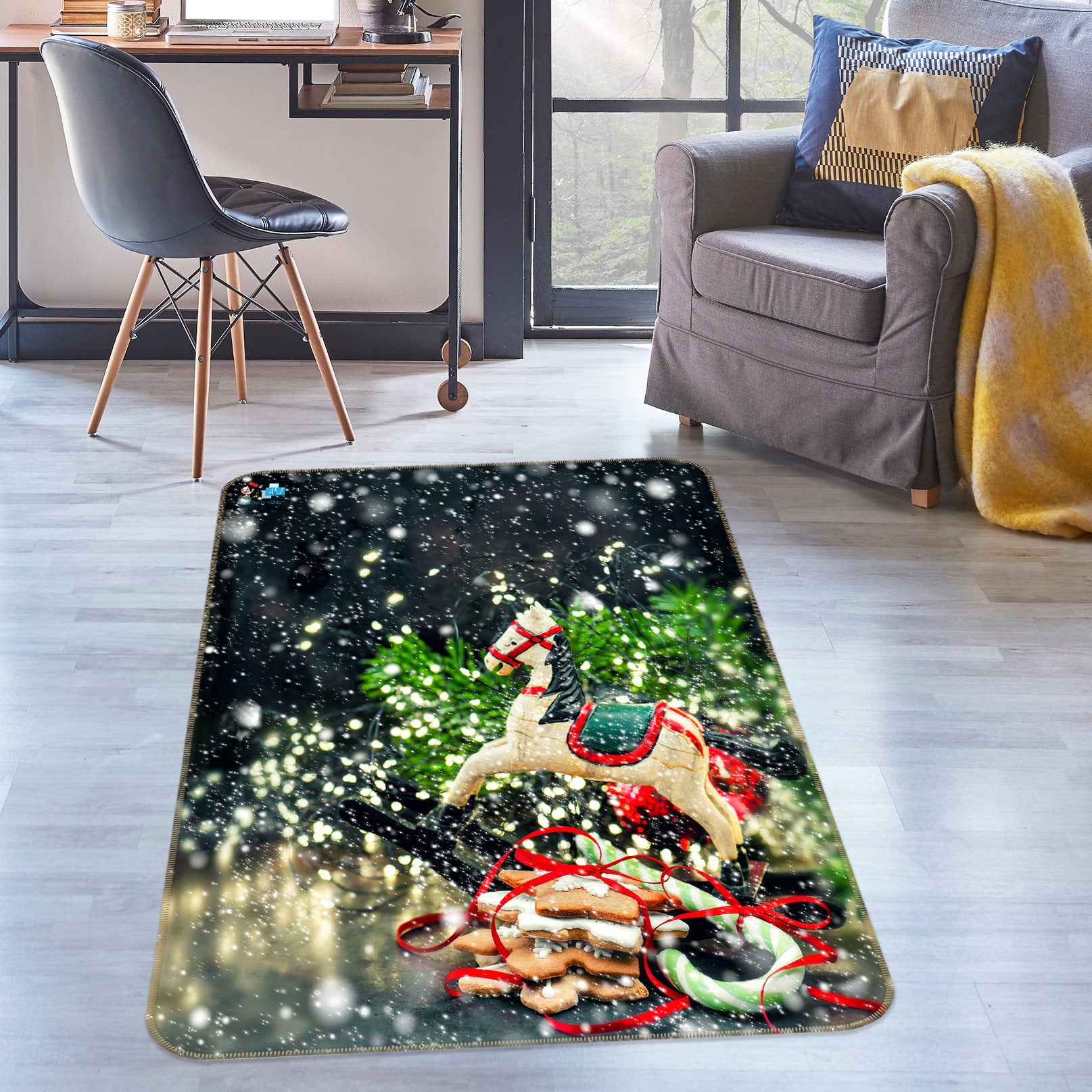 3D Trojan Horse 55037 Christmas Non Slip Rug Mat Xmas