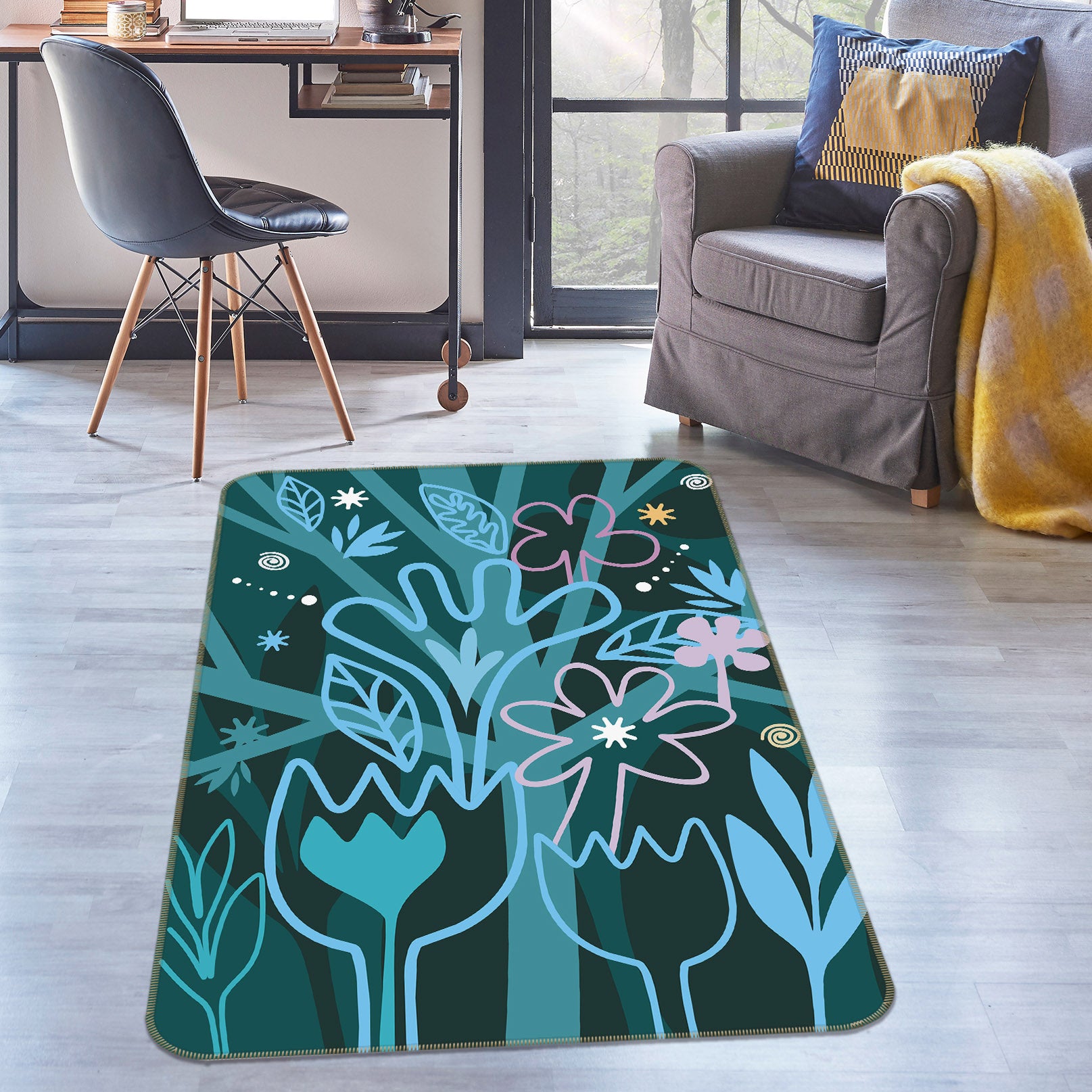 3D Tree Flower 32124 Non Slip Rug Mat