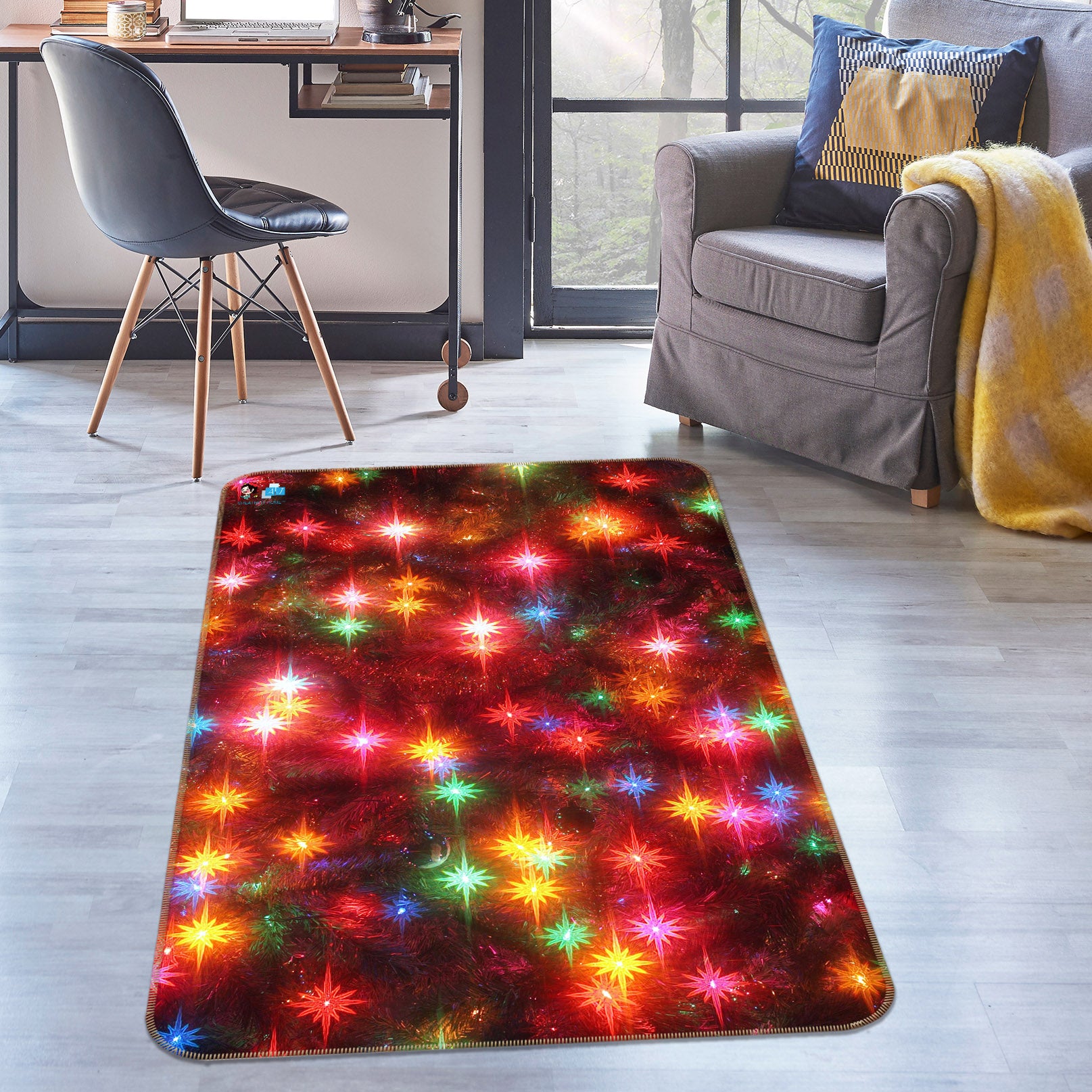 3D Color Starlight 55126 Christmas Non Slip Rug Mat Xmas