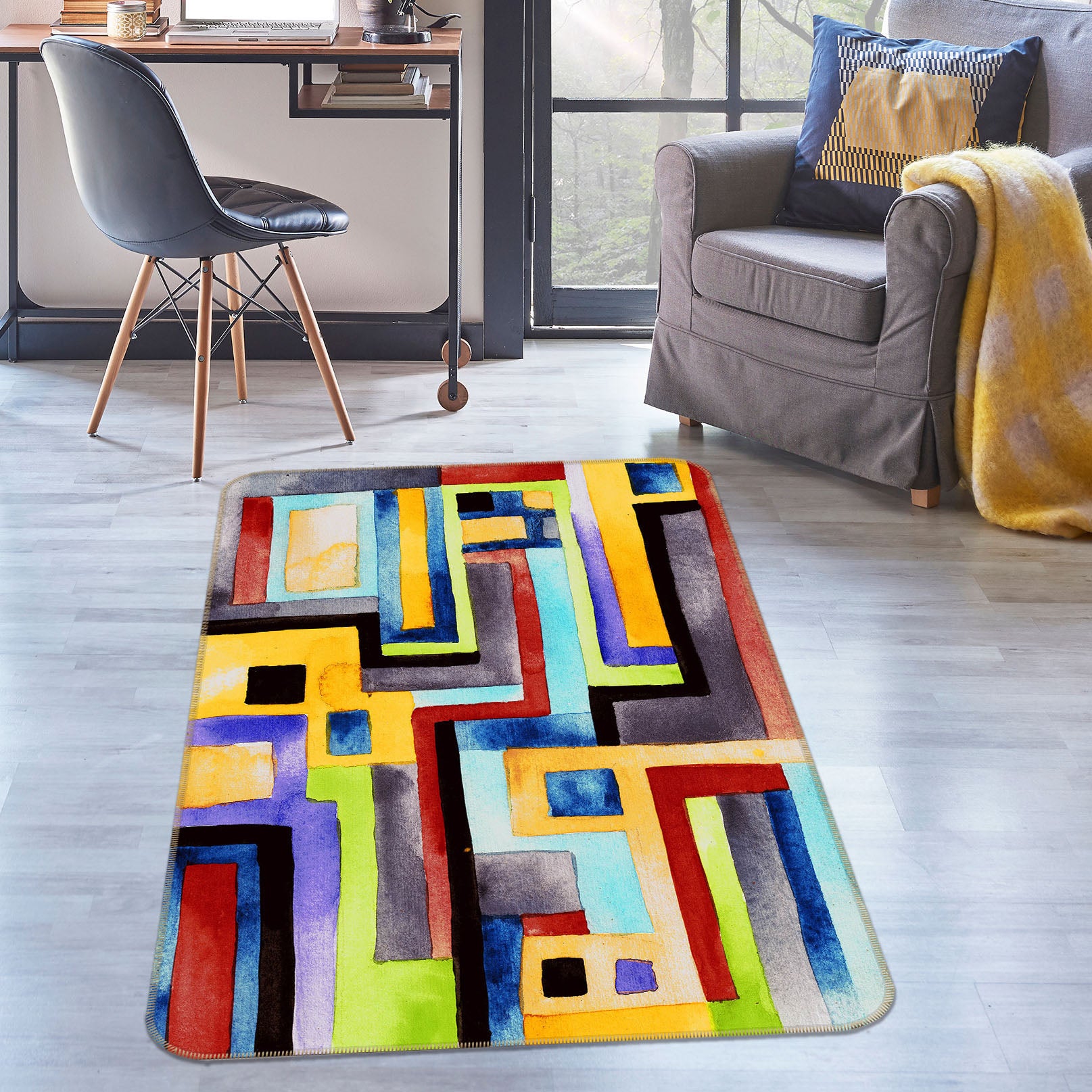 3D Color Square 27151 Non Slip Rug Mat