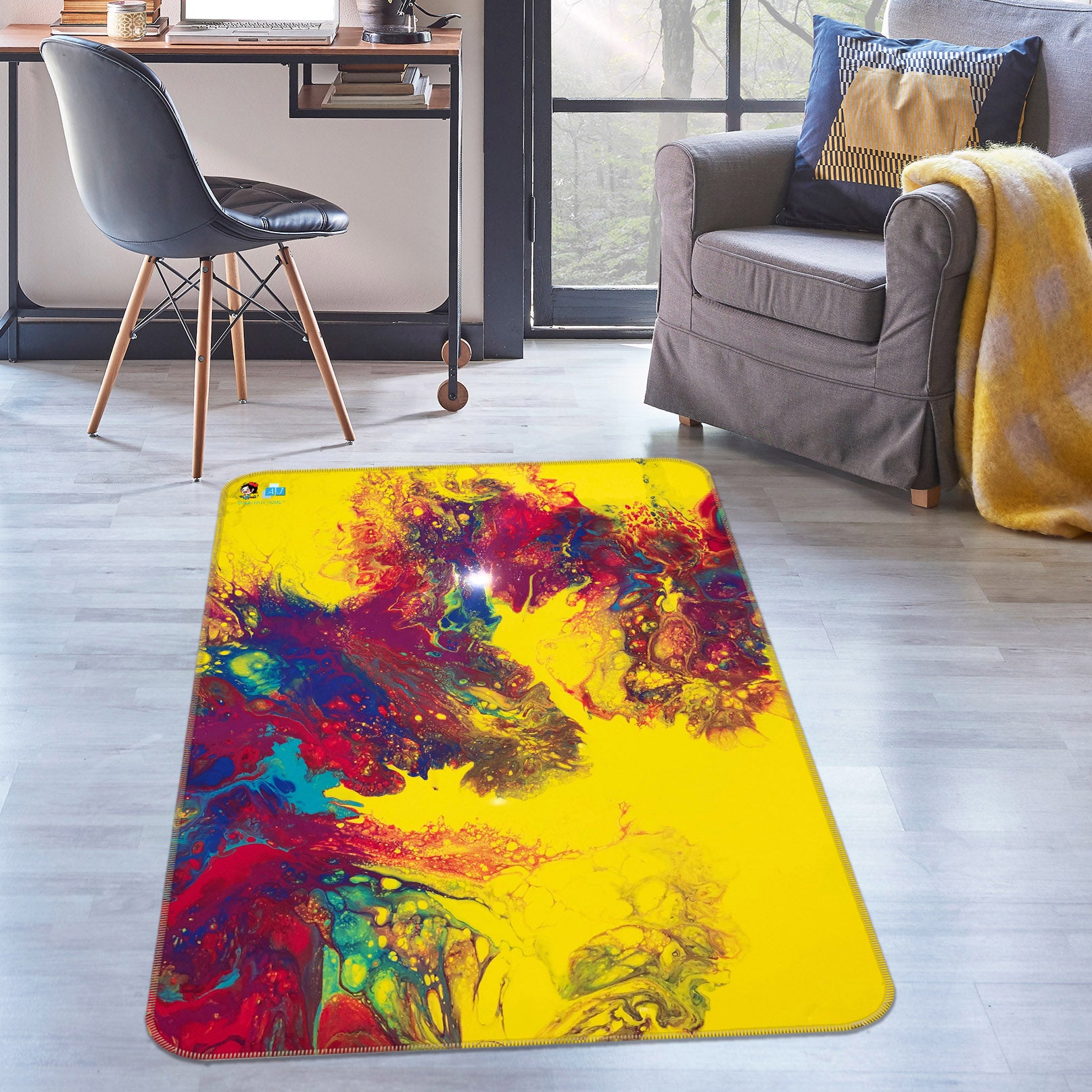 3D Colorful Pattern 40030 Valerie Latrice Rug Non Slip Rug Mat