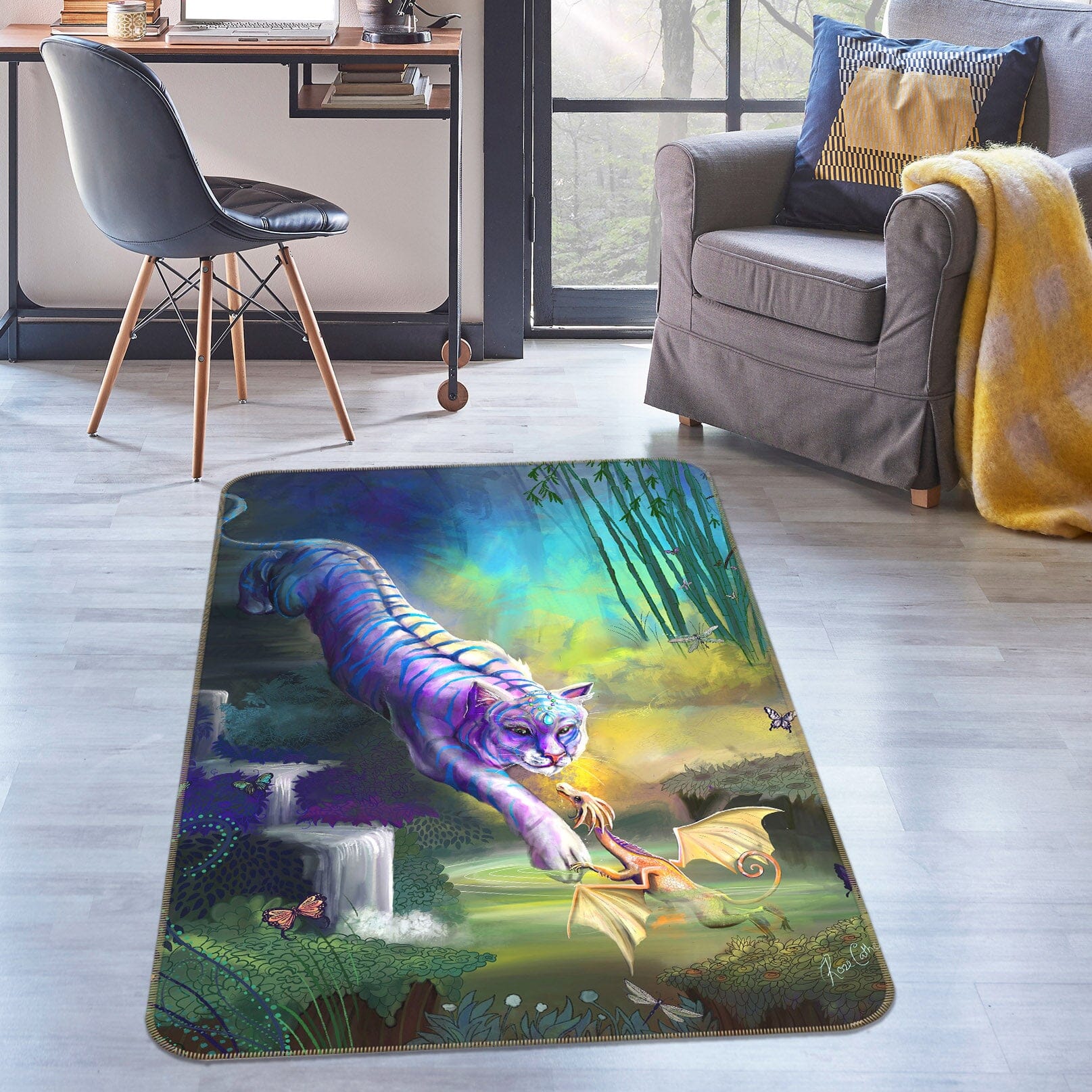 3D White Tiger 3033 Rose Catherine Khan Rug Non Slip Rug Mat Mat AJ Creativity Home 