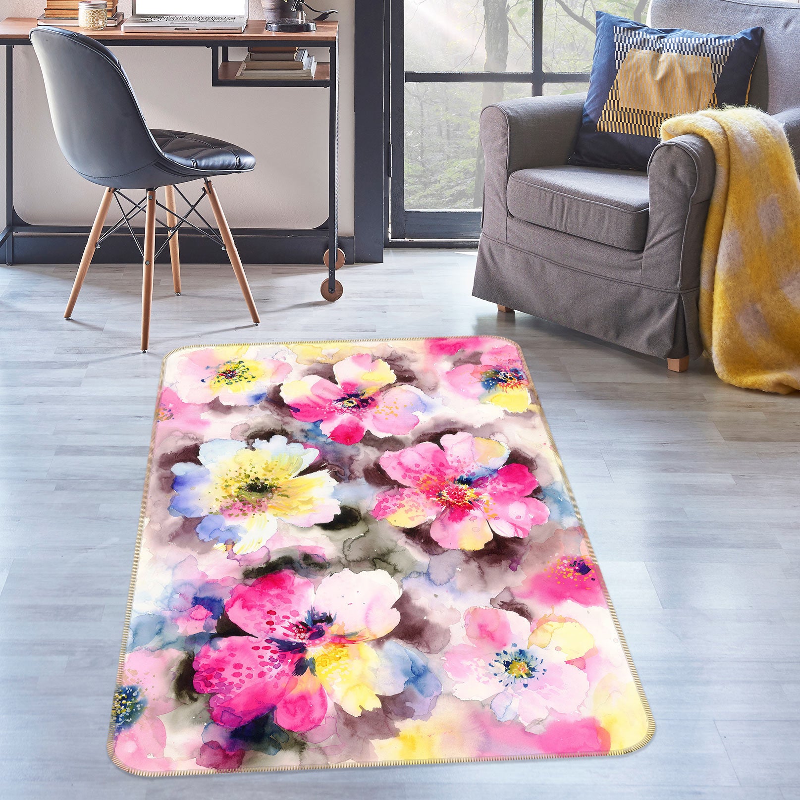 3D Flowers 27045 Non Slip Rug Mat