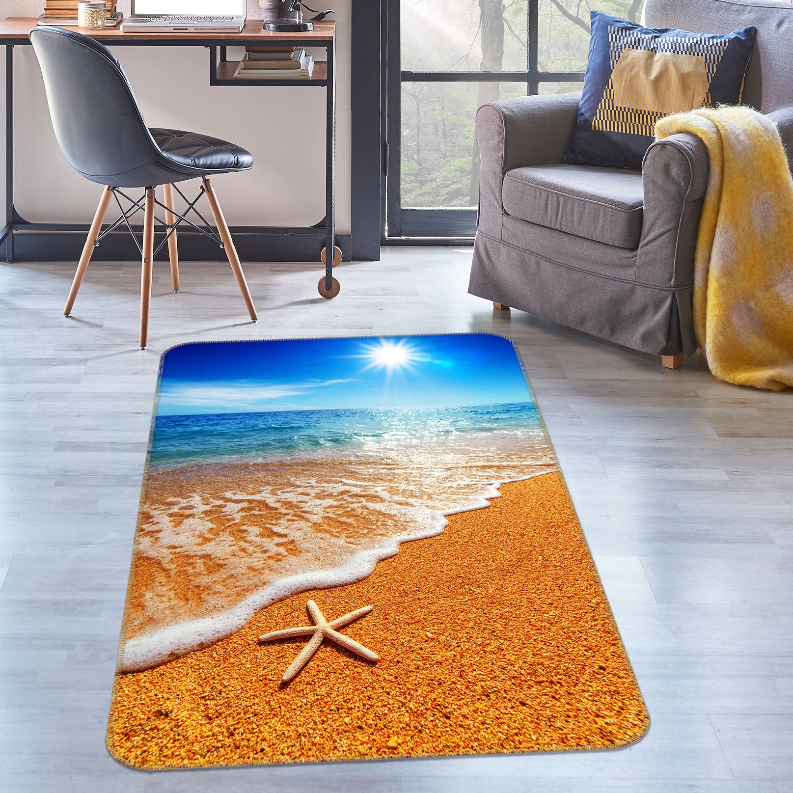 3D Seaside Starfish 36089 Non Slip Rug Mat