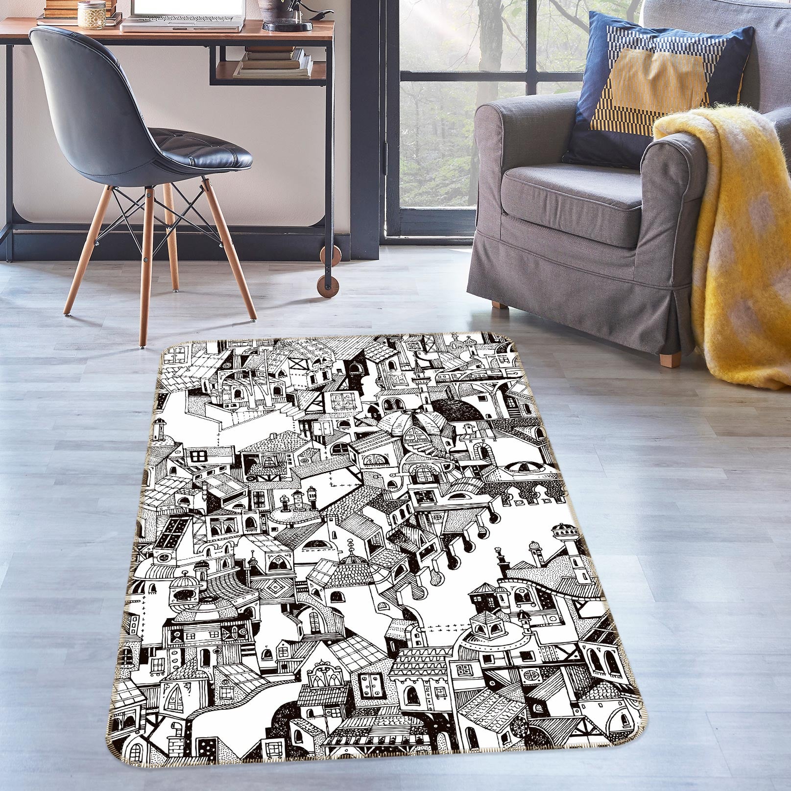 3D Houses  33048 Non Slip Rug Mat