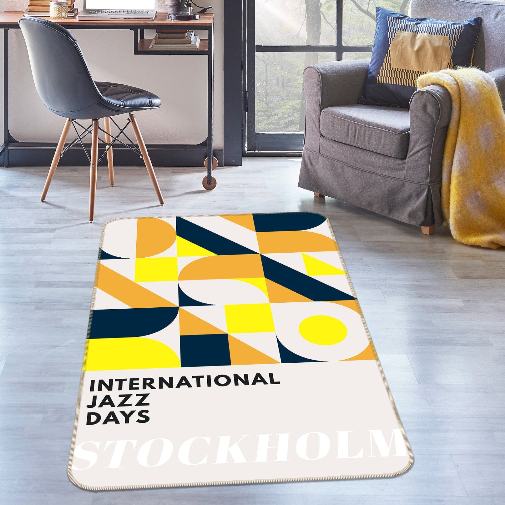 3D Yellow Semicircle Pattern 1064 Boris Draschoff Rug Non Slip Rug Mat Mat AJ Creativity Home 