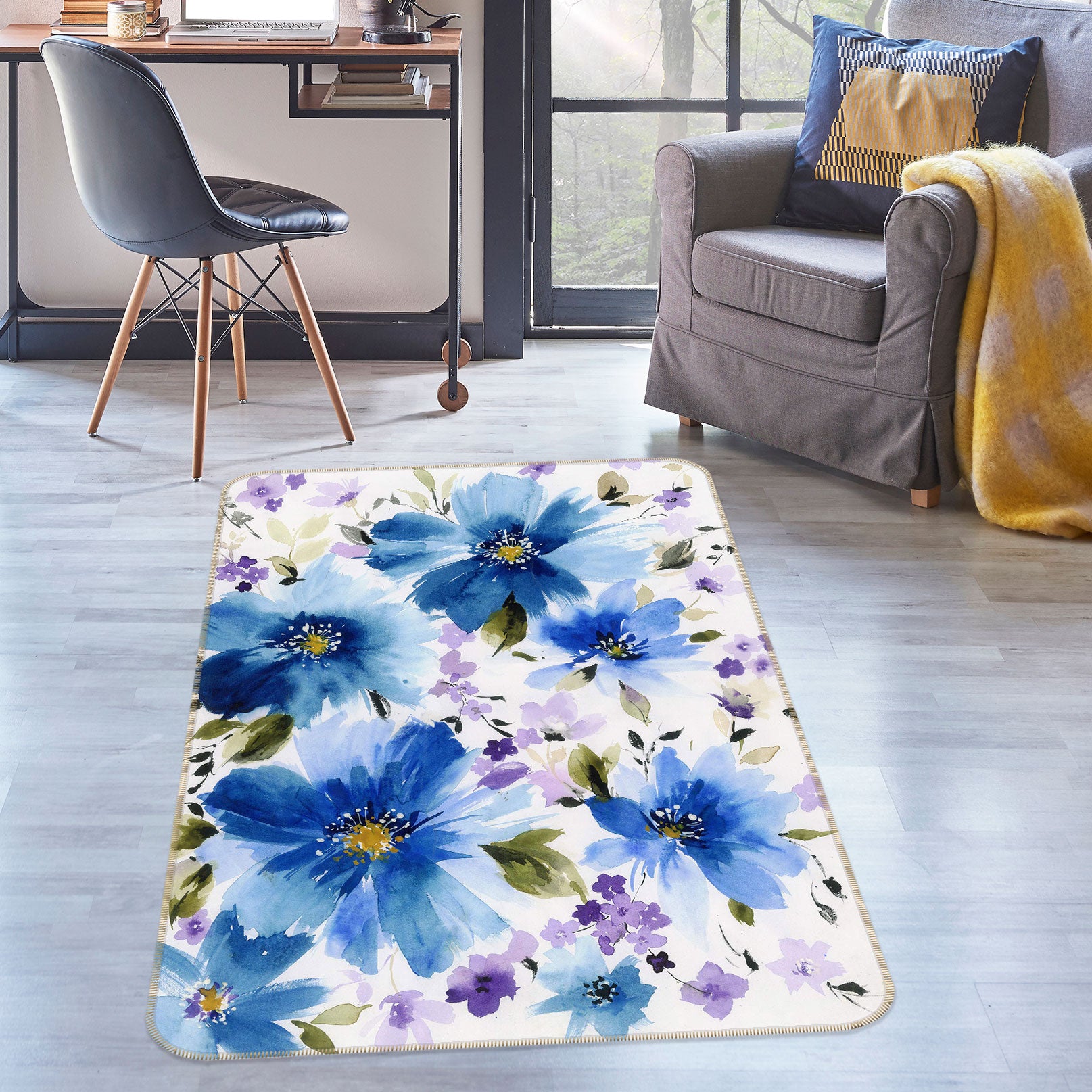 3D Flower 27011 Non Slip Rug Mat