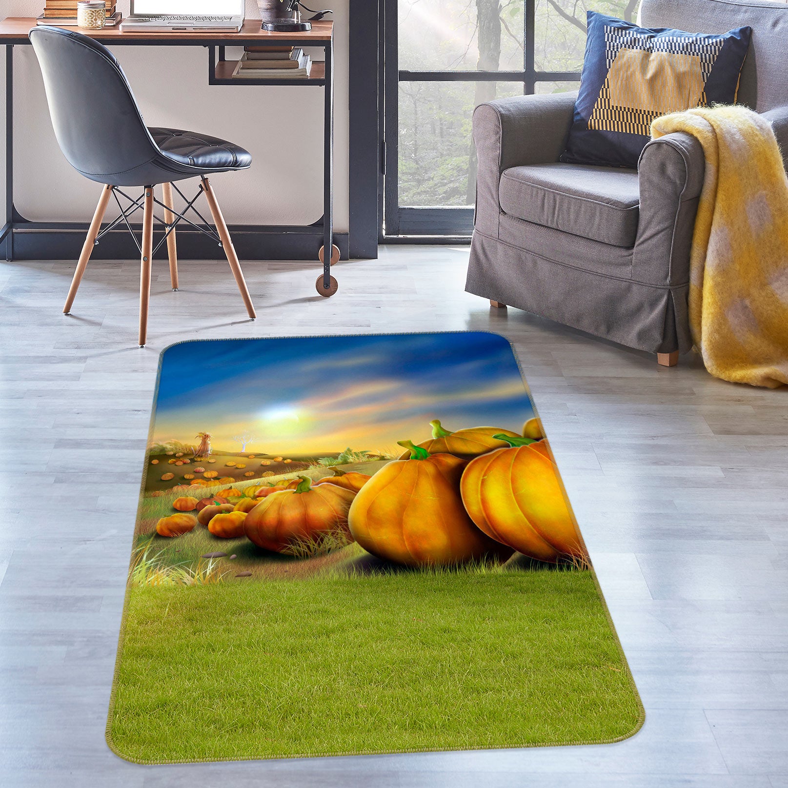 3D Grass Pumpkin 76067 Non Slip Rug Mat