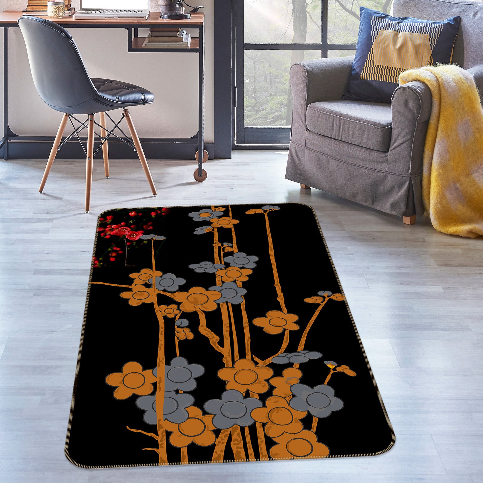 3D Flowers 76120 Non Slip Rug Mat