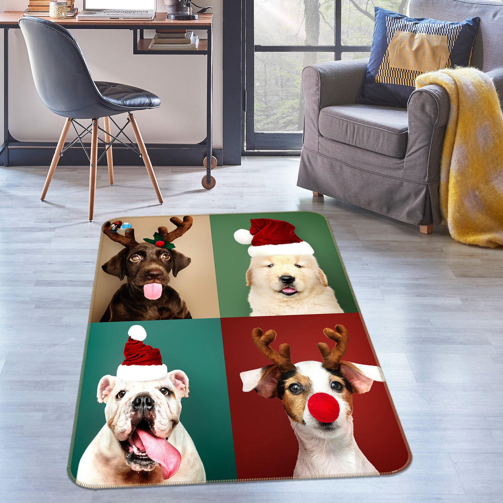 3D Dog 55123 Christmas Non Slip Rug Mat Xmas