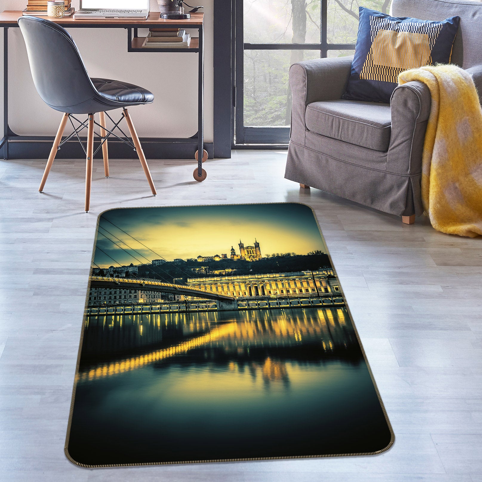 3D River Bridge 36093 Non Slip Rug Mat
