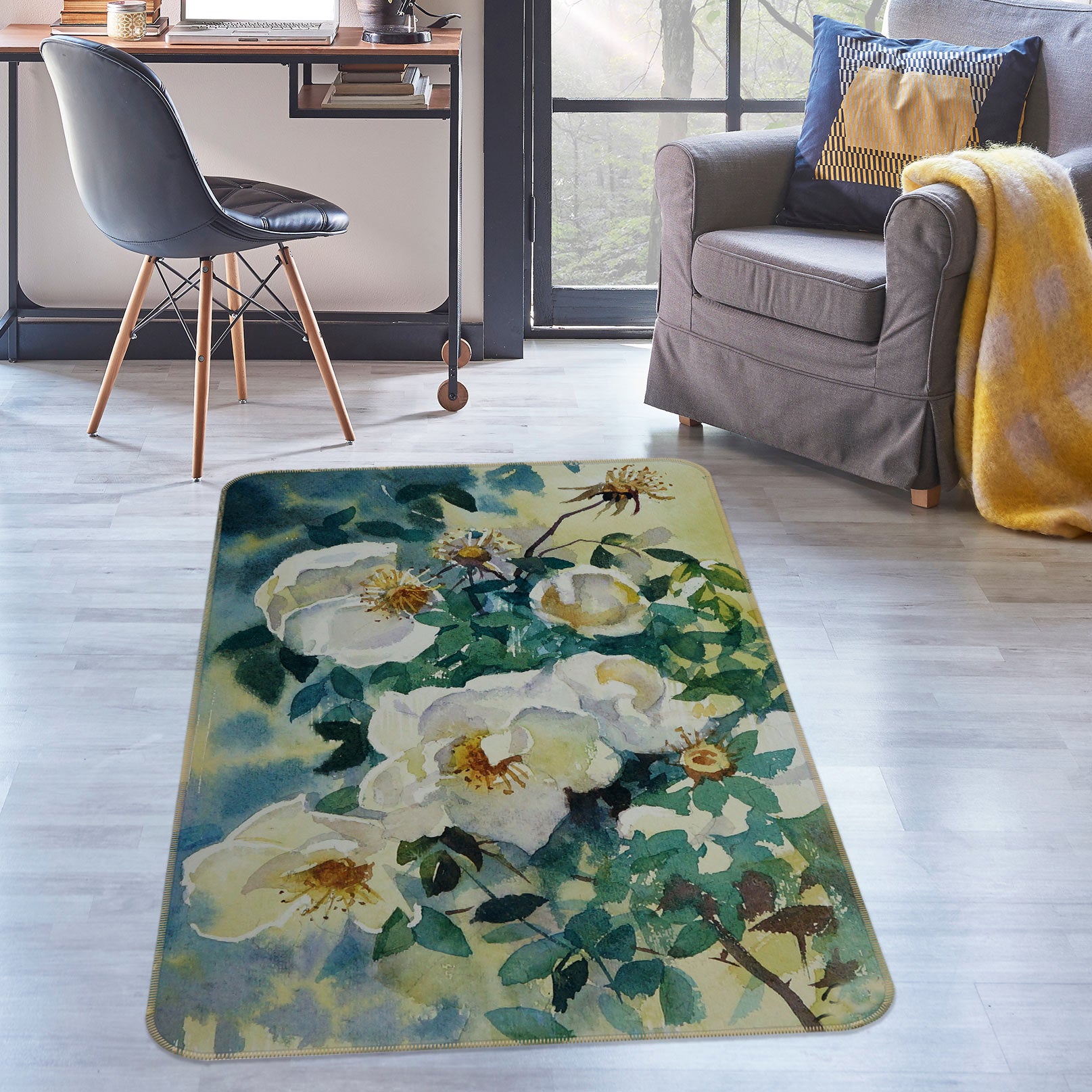 3D Flowers 33074 Non Slip Rug Mat