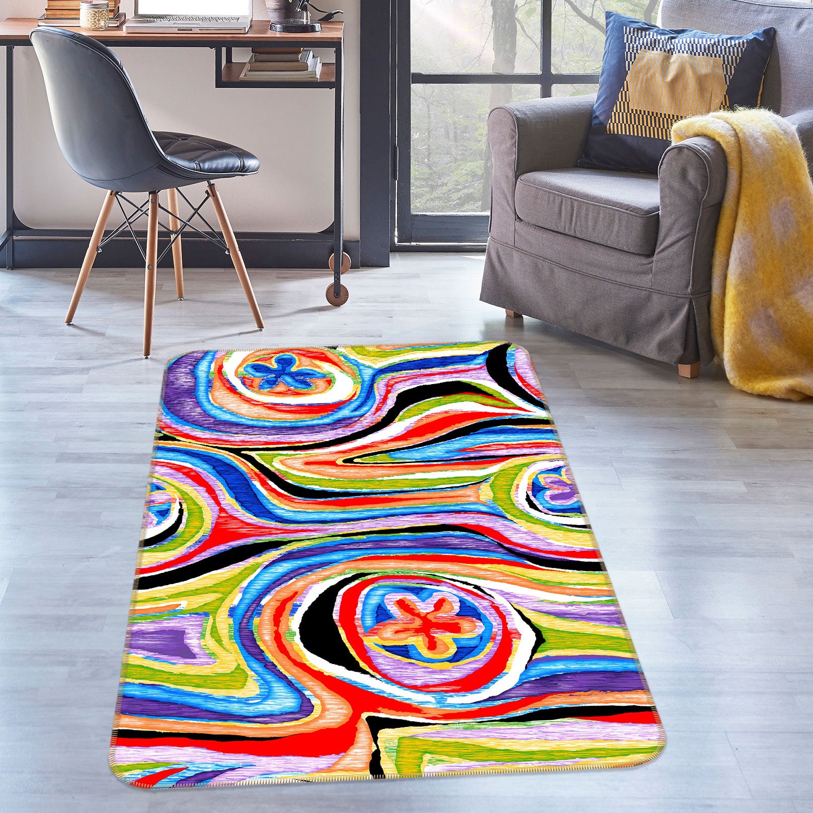 3D Color Pattern 76112 Non Slip Rug Mat