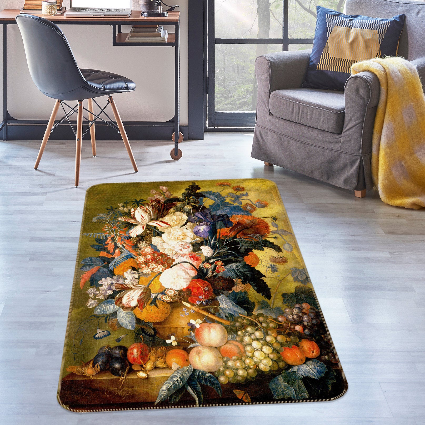 3D Flowers Fruits 76061 Non Slip Rug Mat