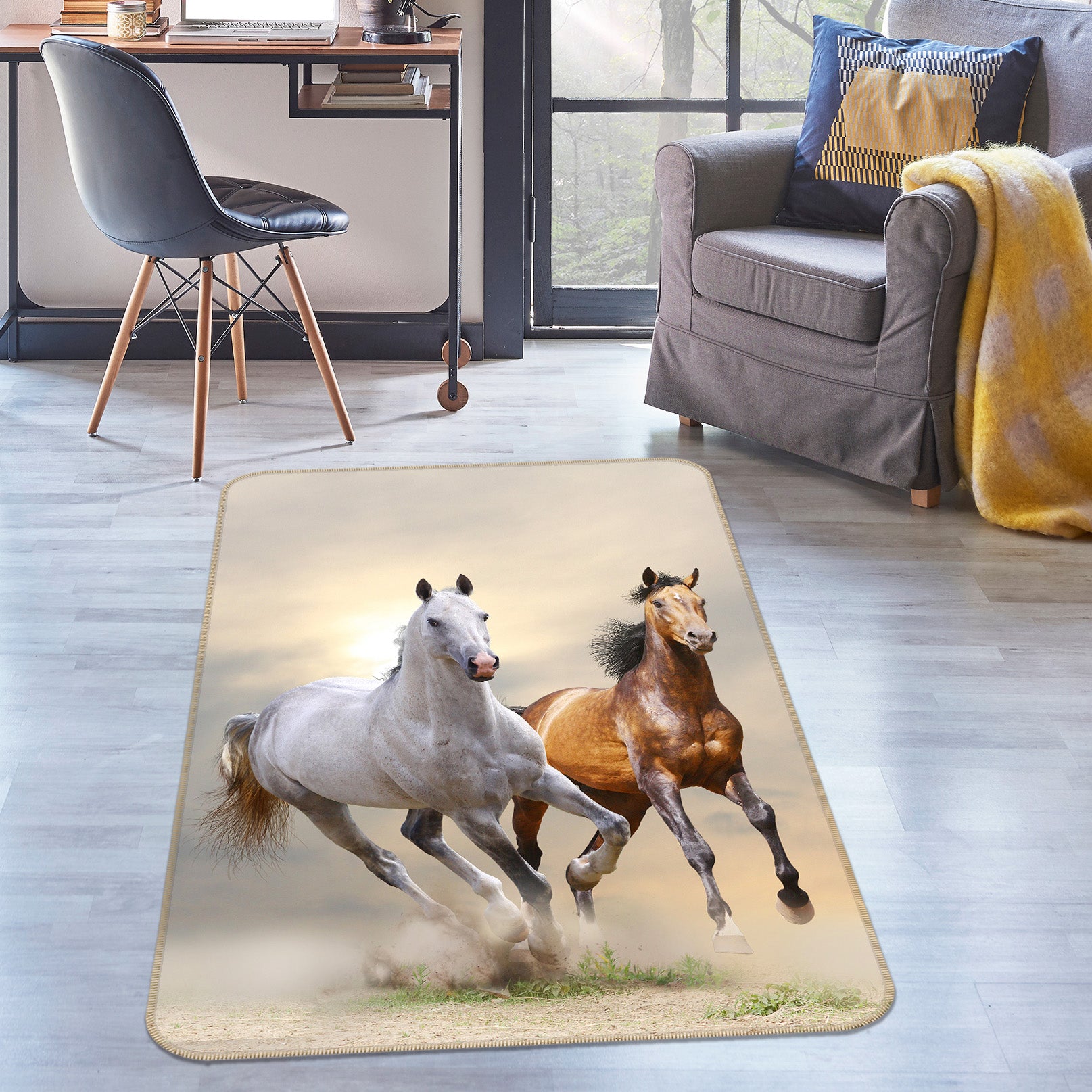3D Horse Dust 176 Animal Non Slip Rug Mat