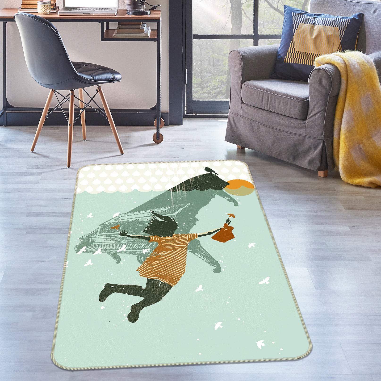 3D Girl Seal 84110 Showdeer Rug Non Slip Rug Mat