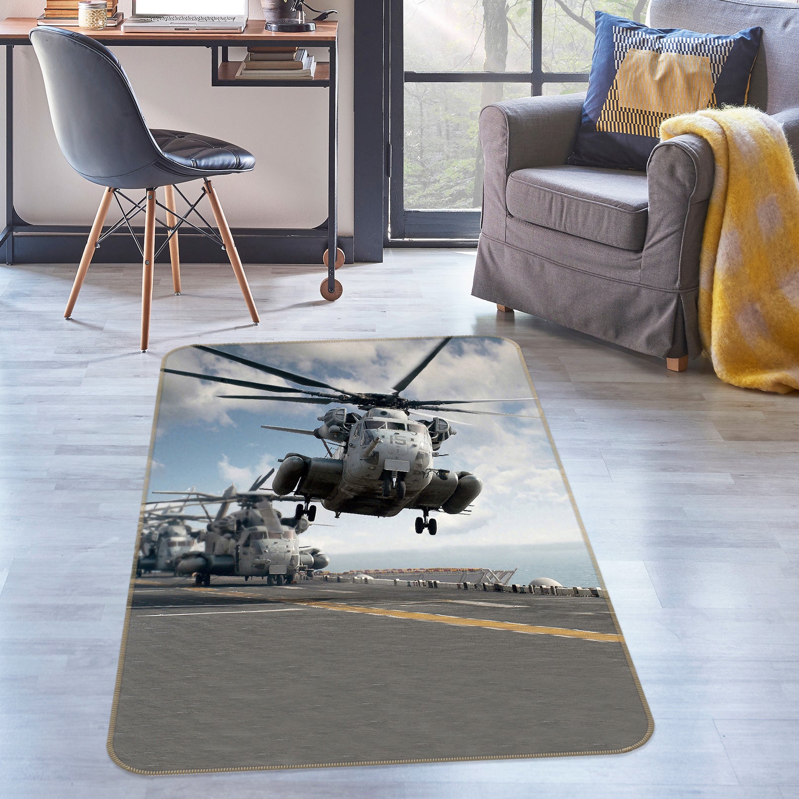 3D Helicopter 76081 Non Slip Rug Mat
