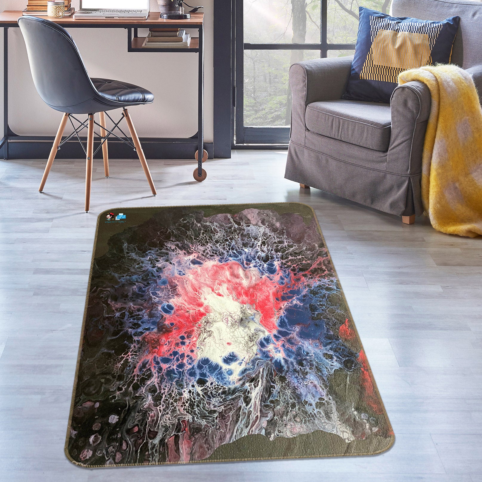 3D Colorful Lines 40028 Valerie Latrice Rug Non Slip Rug Mat