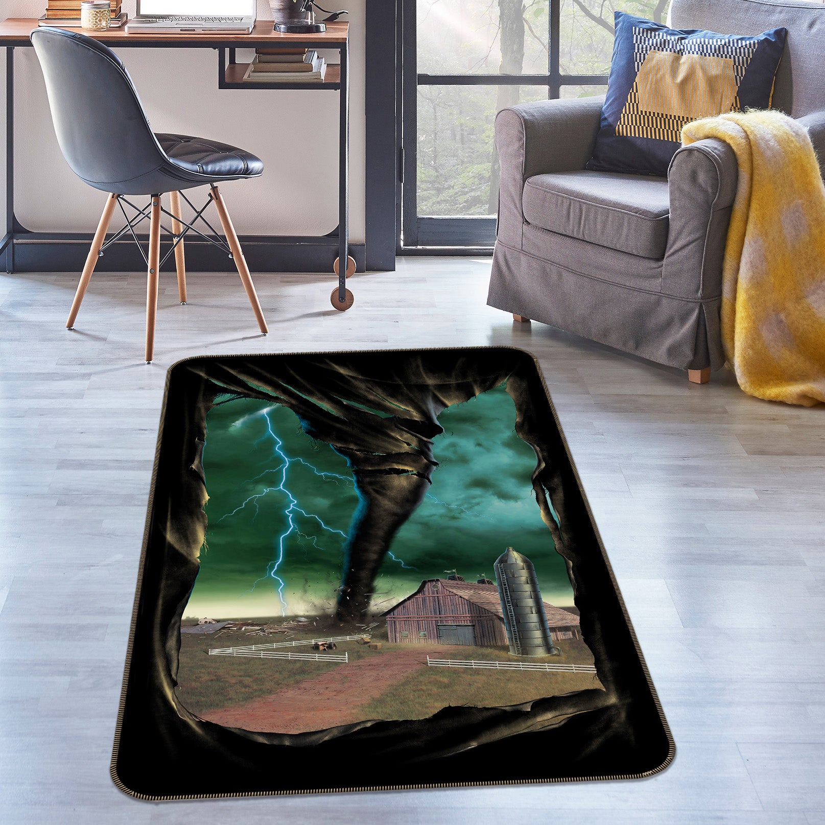 3D Tornado Breakthrough 84267 Vincent Hie Rug Non Slip Rug Mat