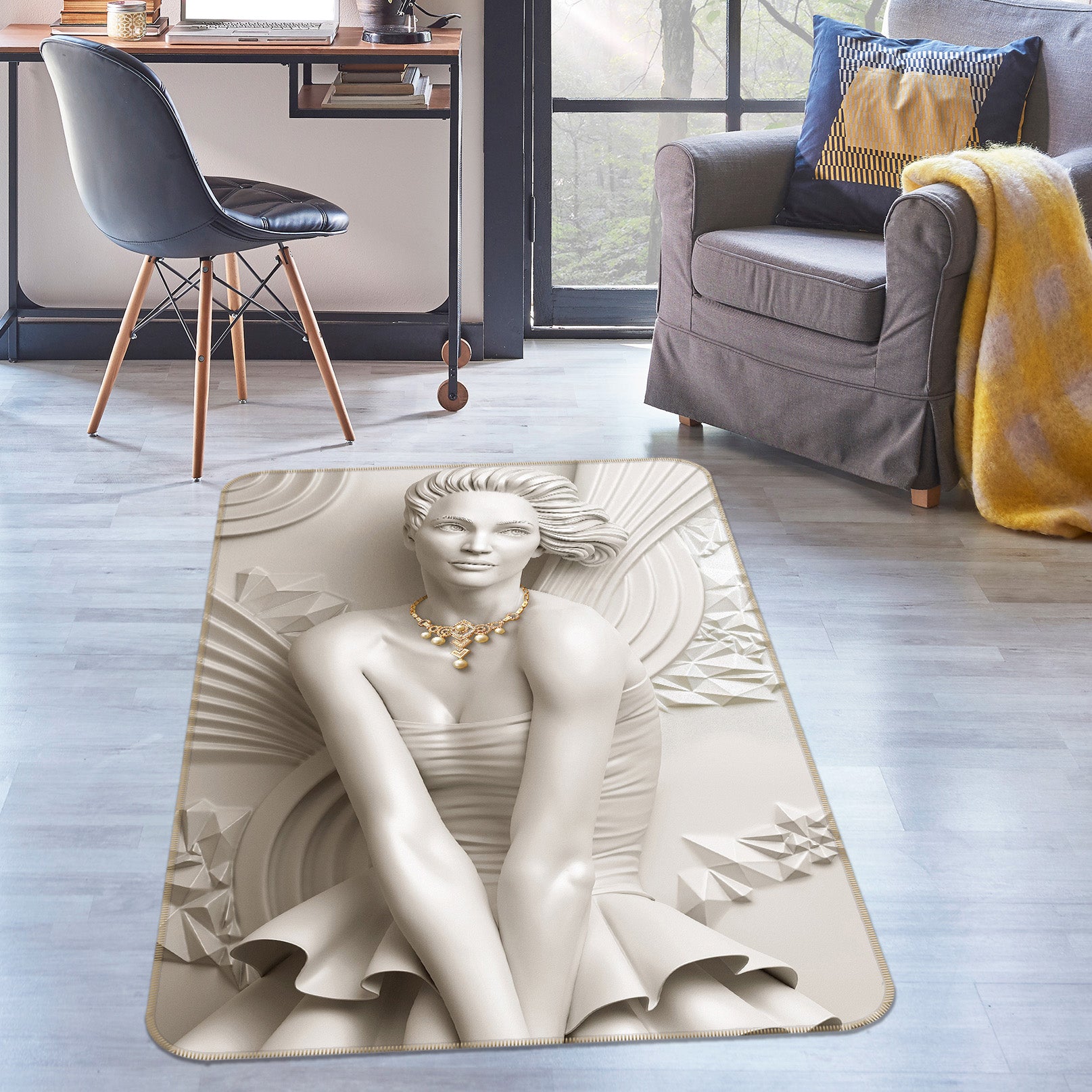 3D Beauty Statue 65167 Non Slip Rug Mat