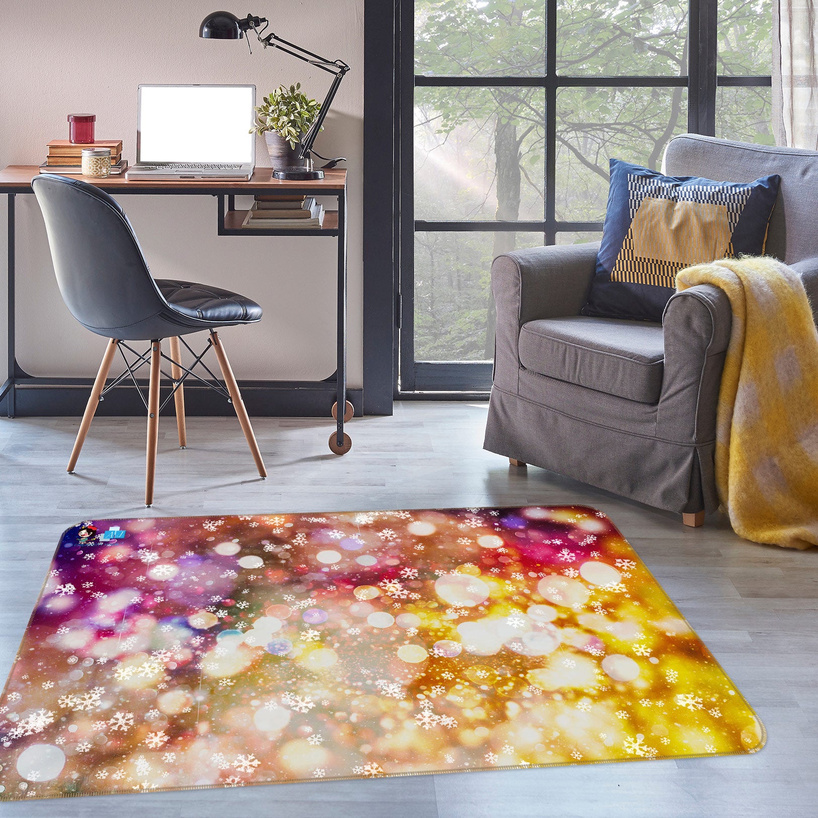 3D Snow Aperture 54252 Christmas Non Slip Rug Mat Xmas