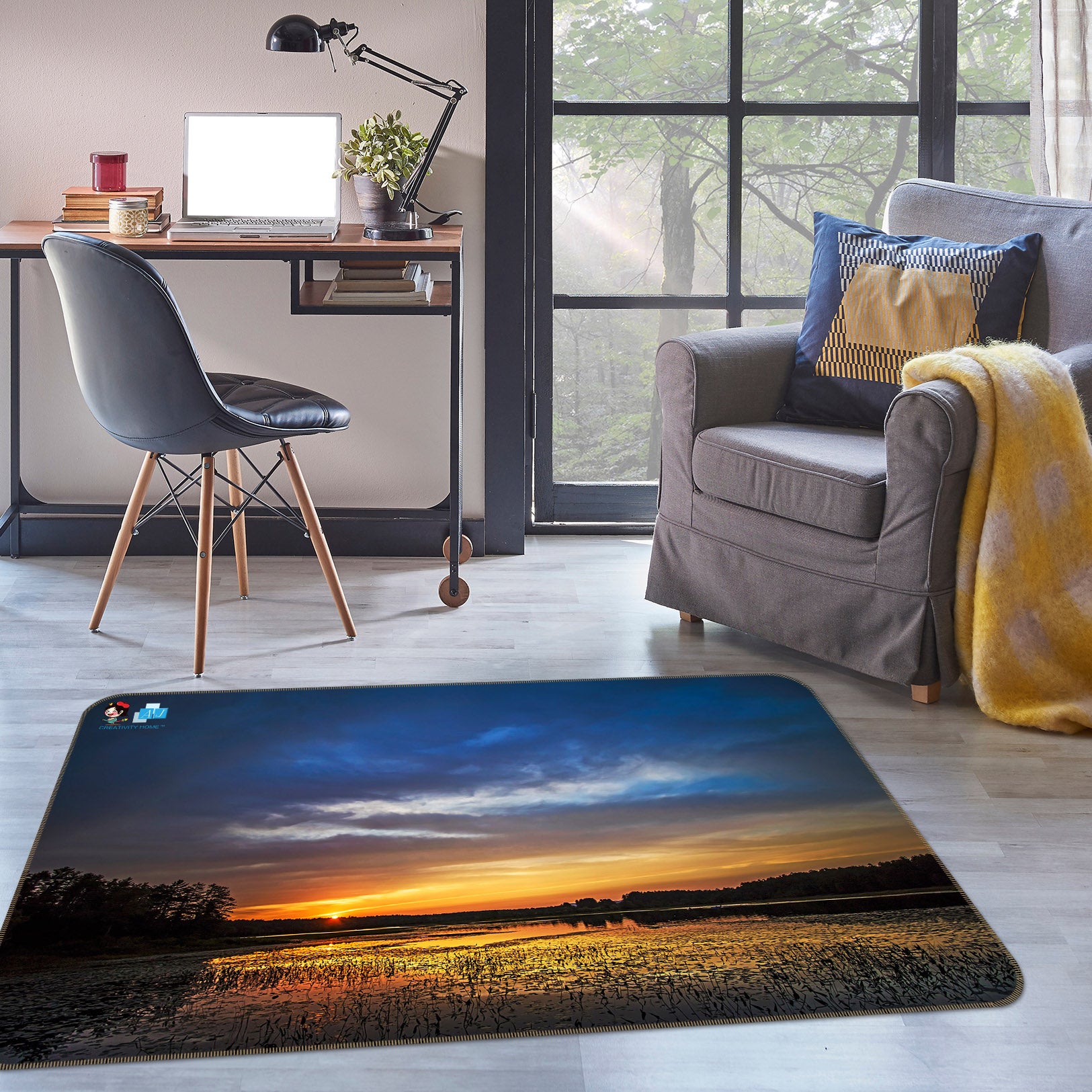 3D Peaceful Sunset 85075 Jerry LoFaro Rug Non Slip Rug Mat