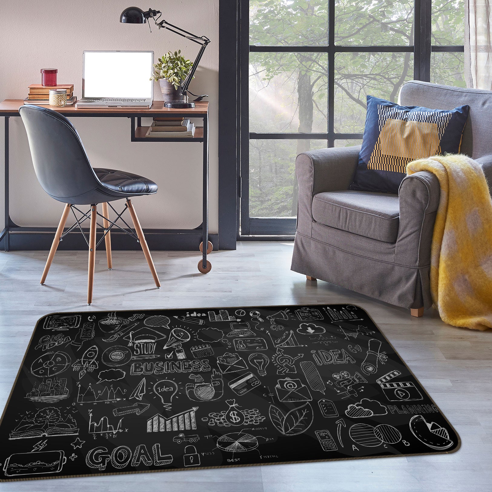 3D Black White Pattern 76288 Non Slip Rug Mat