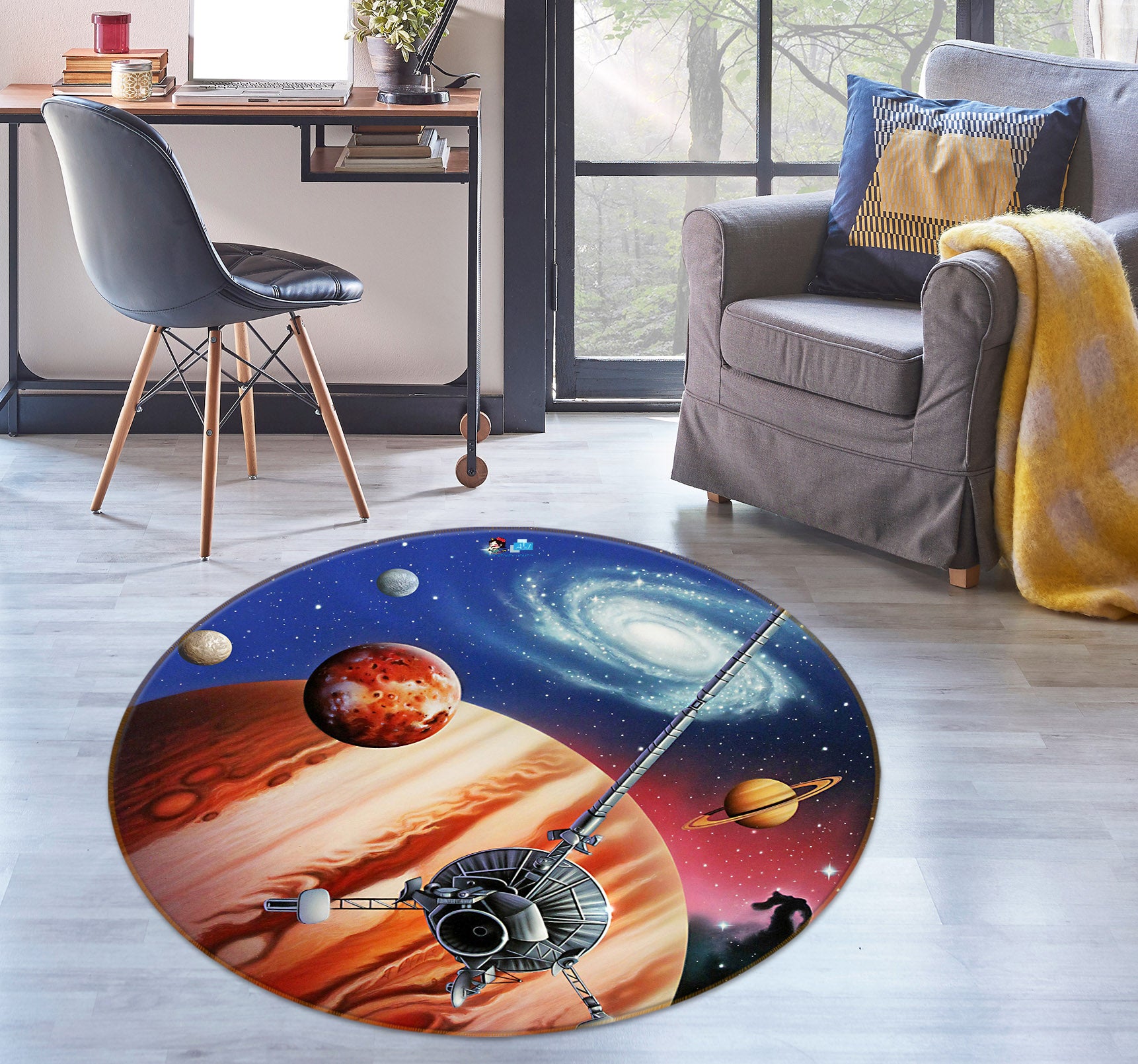 3D Planet 85119 Jerry LoFaro Rug Round Non Slip Rug Mat