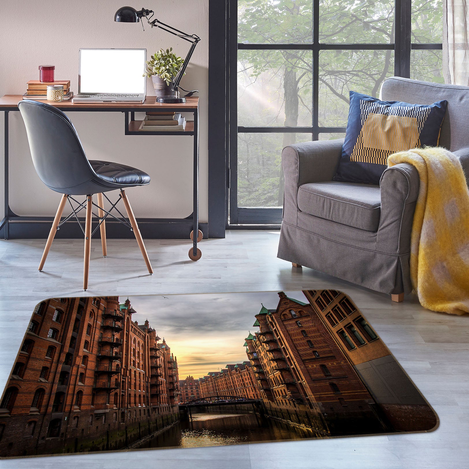 3D River Building 35197 Non Slip Rug Mat