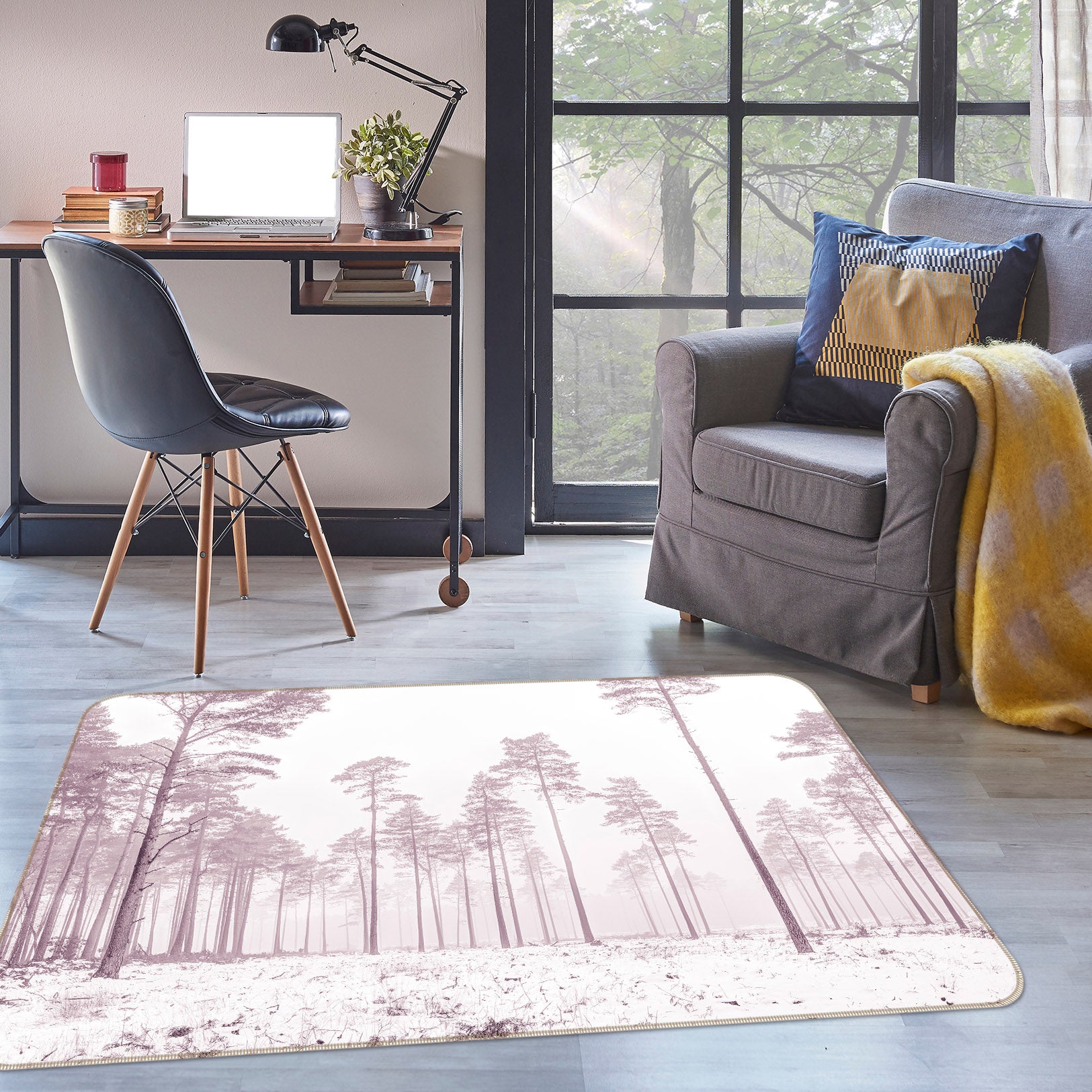 3D Snowfield Trees 83270 Assaf Frank Rug Non Slip Rug Mat