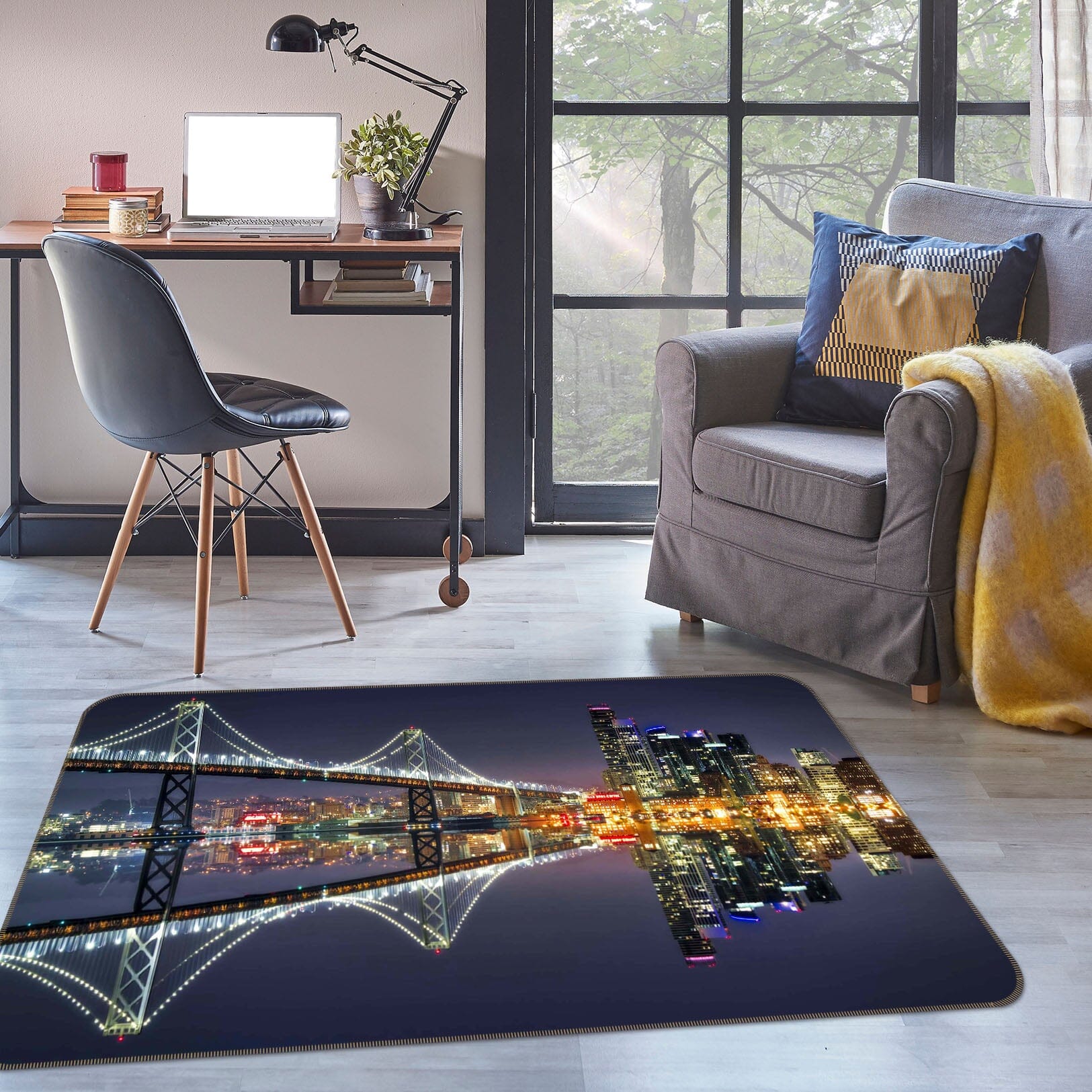 3D Bridge River 1169 Marco Carmassi Rug Non Slip Rug Mat Mat AJ Creativity Home 