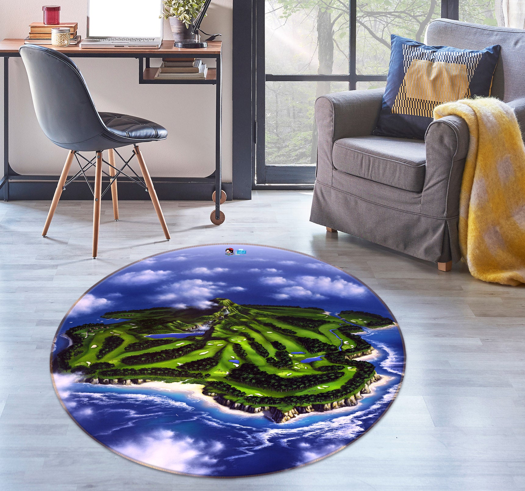3D Paradise Isle 85110 Jerry LoFaro Rug Round Non Slip Rug Mat