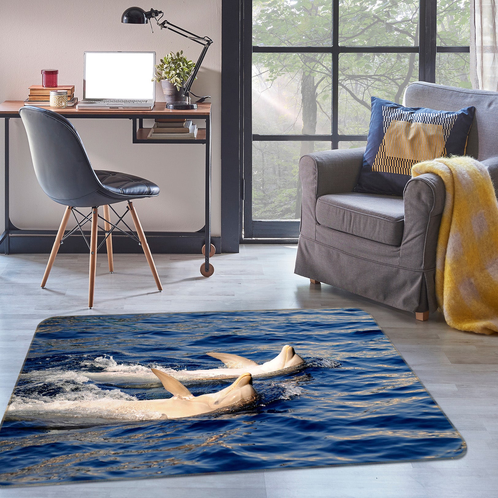 3D Two Dolphins 38116 Animal Non Slip Rug Mat
