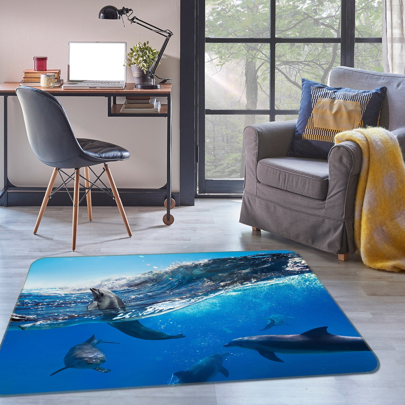3D Underwater Dolphin 65073 Non Slip Rug Mat