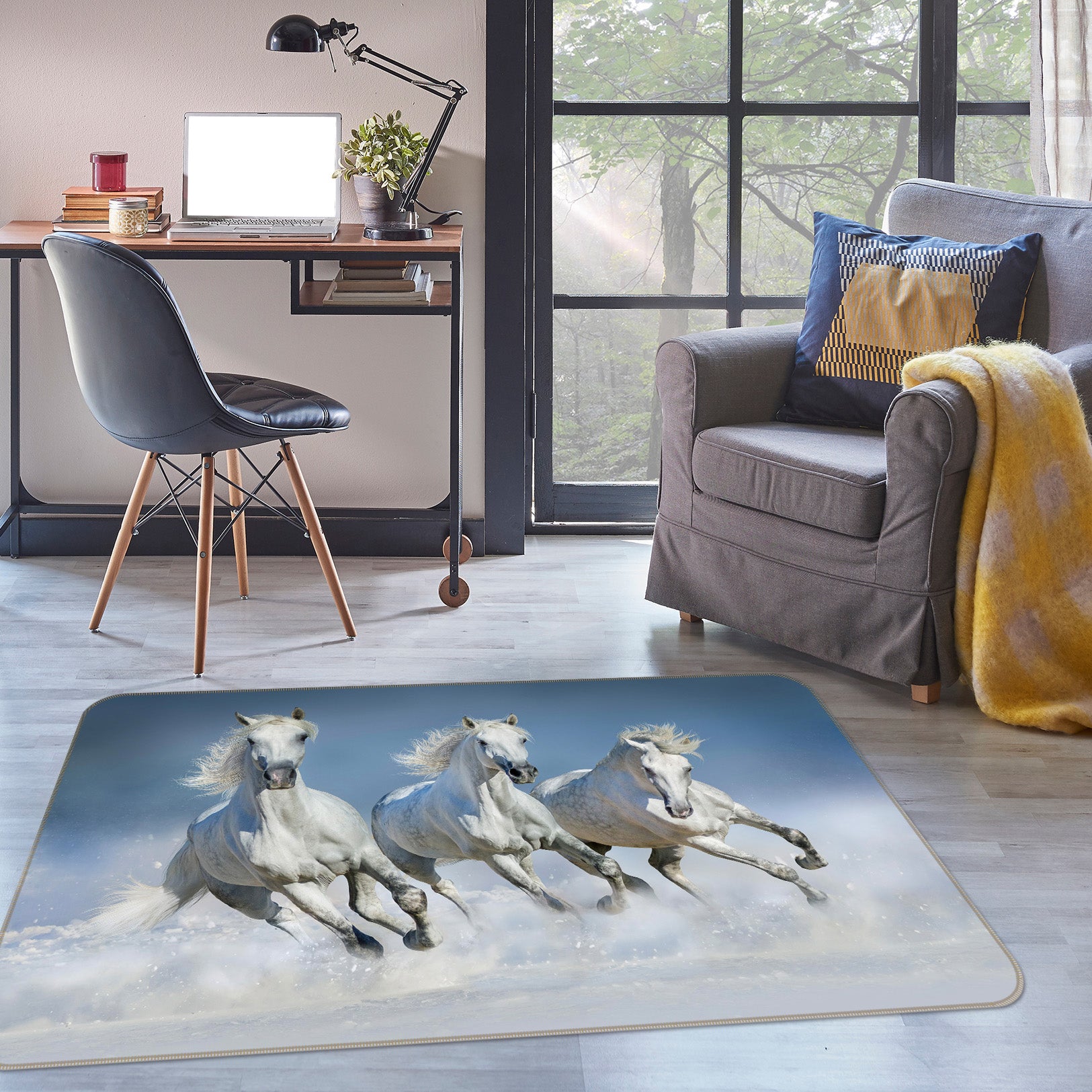 3D Running Horse 062 Animal Non Slip Rug Mat