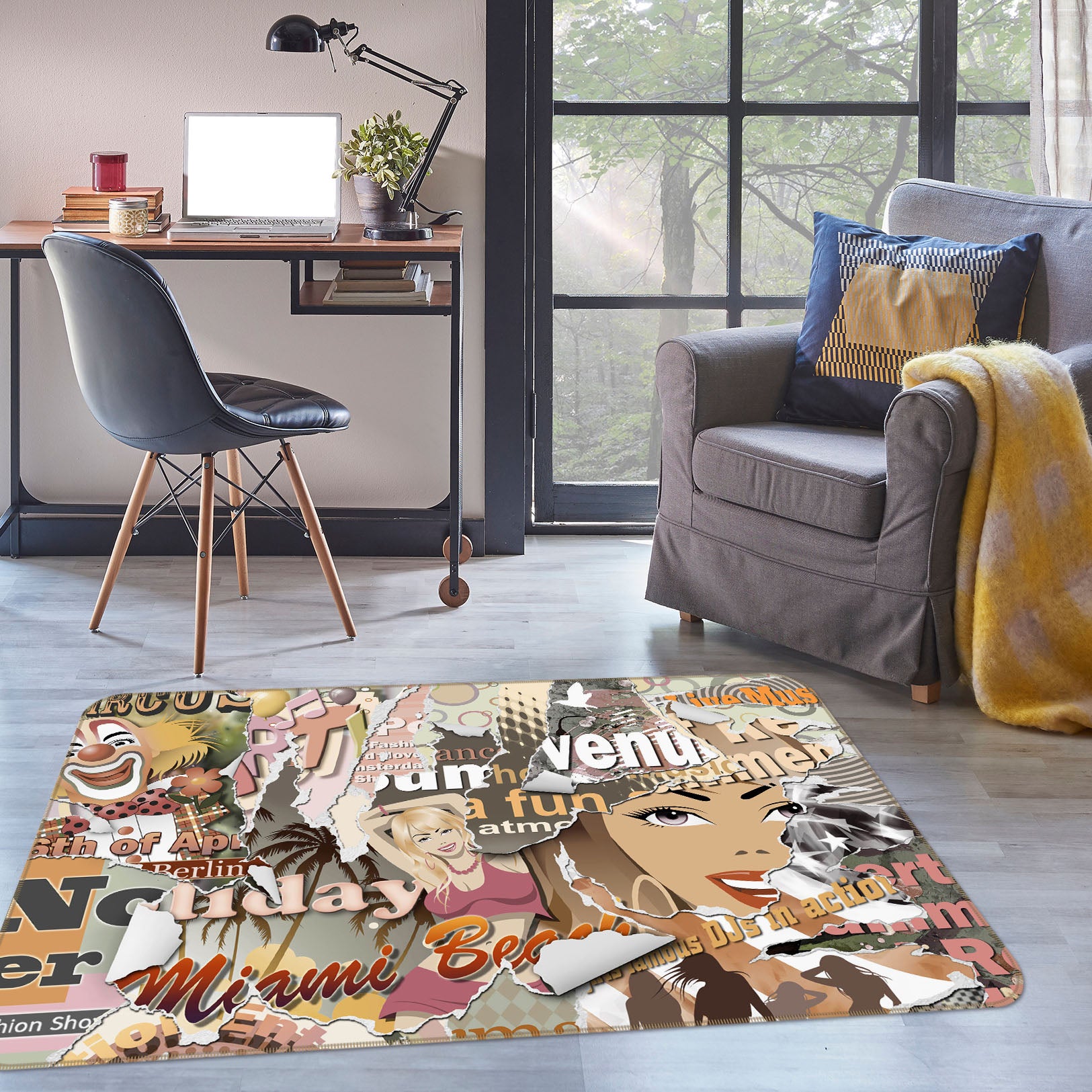 3D Letter Beauty Pattern 35223 Non Slip Rug Mat