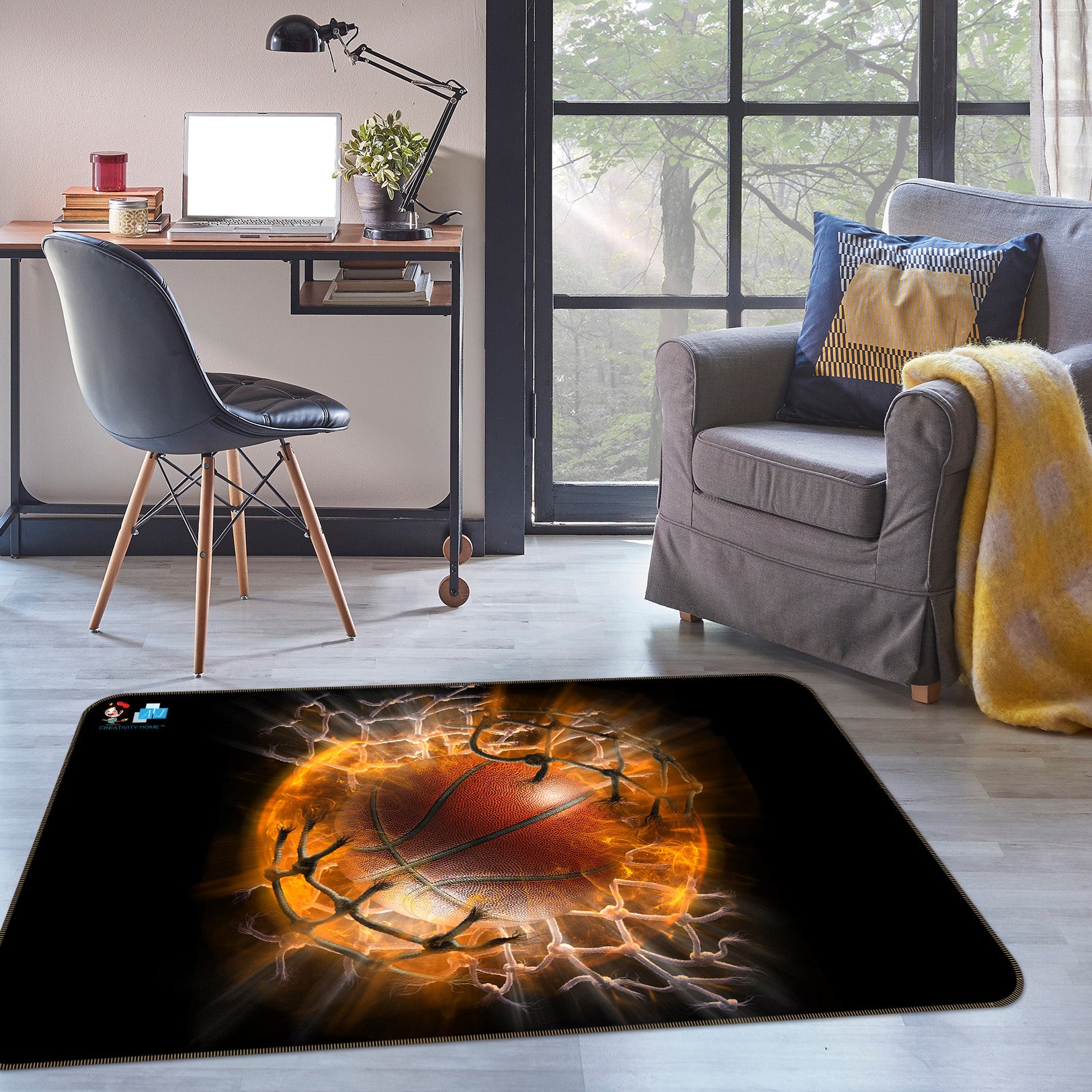 3D Hot Blood Basketball 753 Tom Wood Rug Non Slip Rug Mat