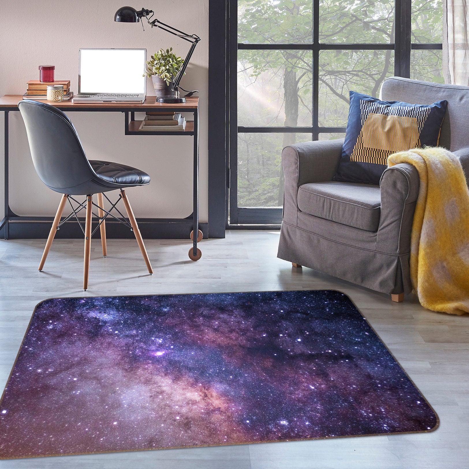 3D Purple Starry Sky 26231 Non Slip Rug Mat