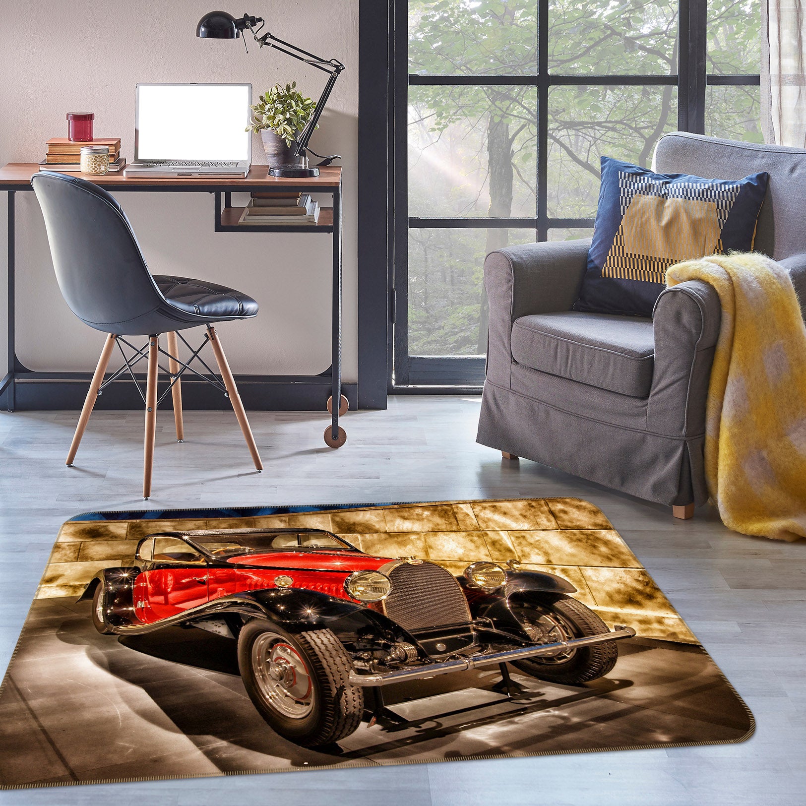 3D Red Car 42045 Vehicle Non Slip Rug Mat
