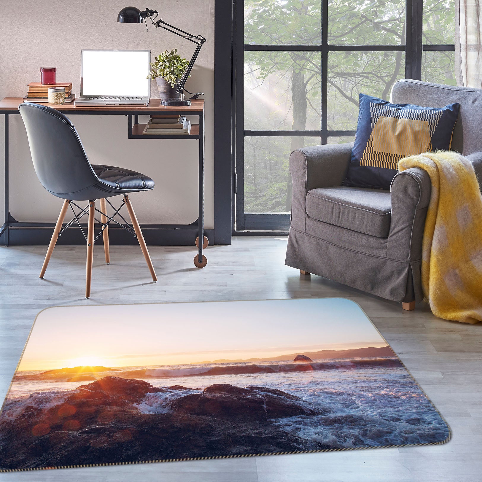 3D Waves Stone 36008 Non Slip Rug Mat