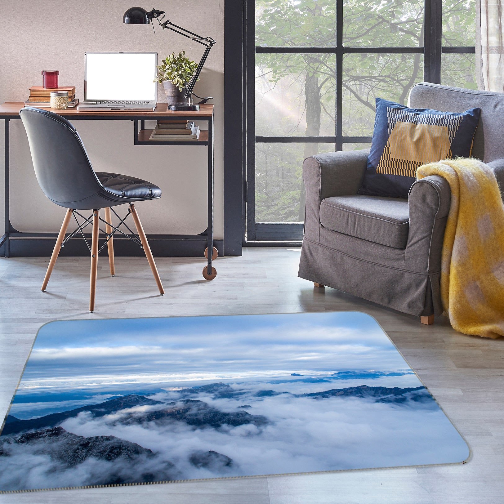 3D Mountain Cloud 76277 Non Slip Rug Mat