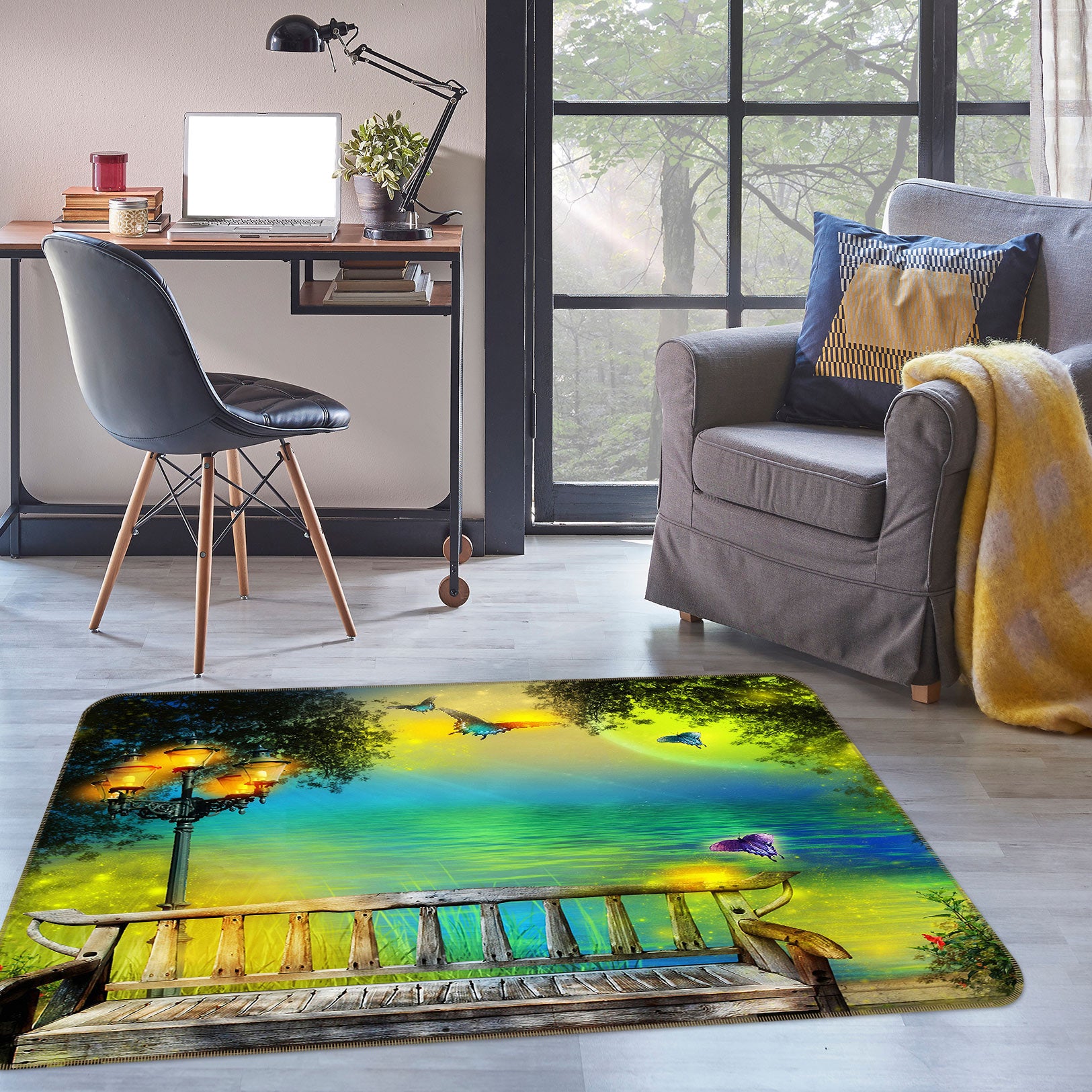 3D Park Chair 75198 Non Slip Rug Mat