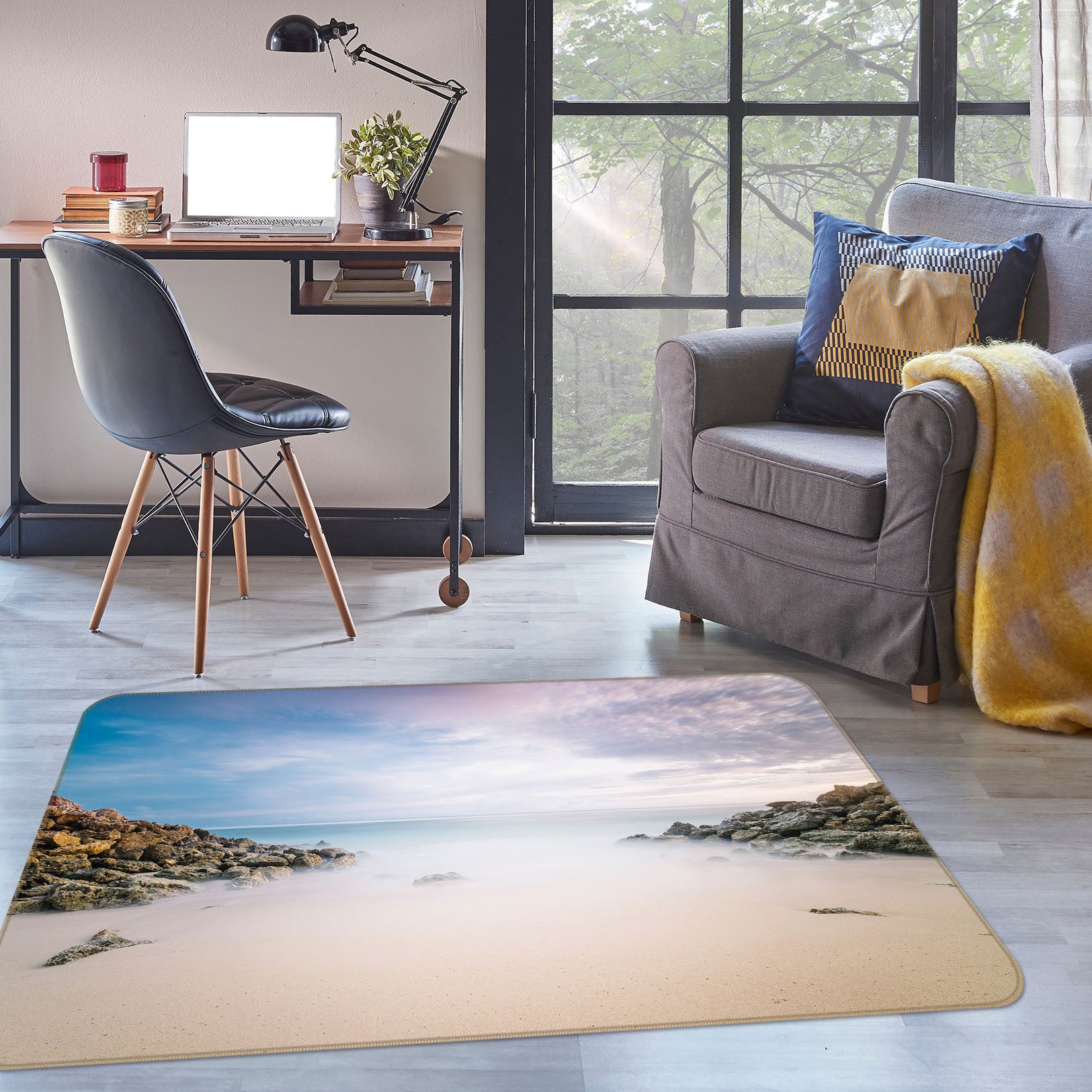 3D Beach Stone 31103 Non Slip Rug Mat