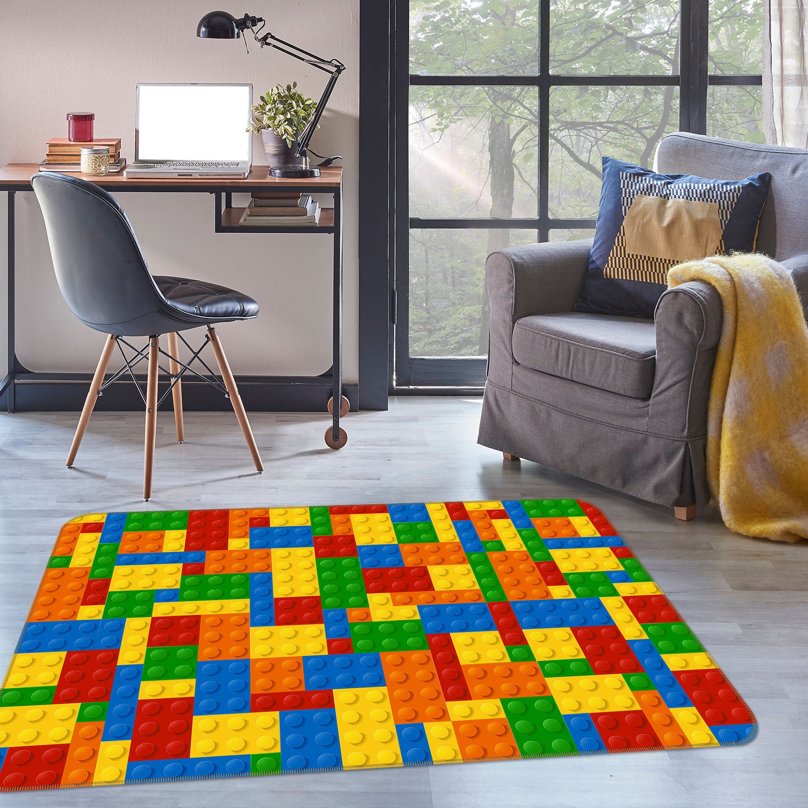 3D Colored Square 34104 Non Slip Rug Mat