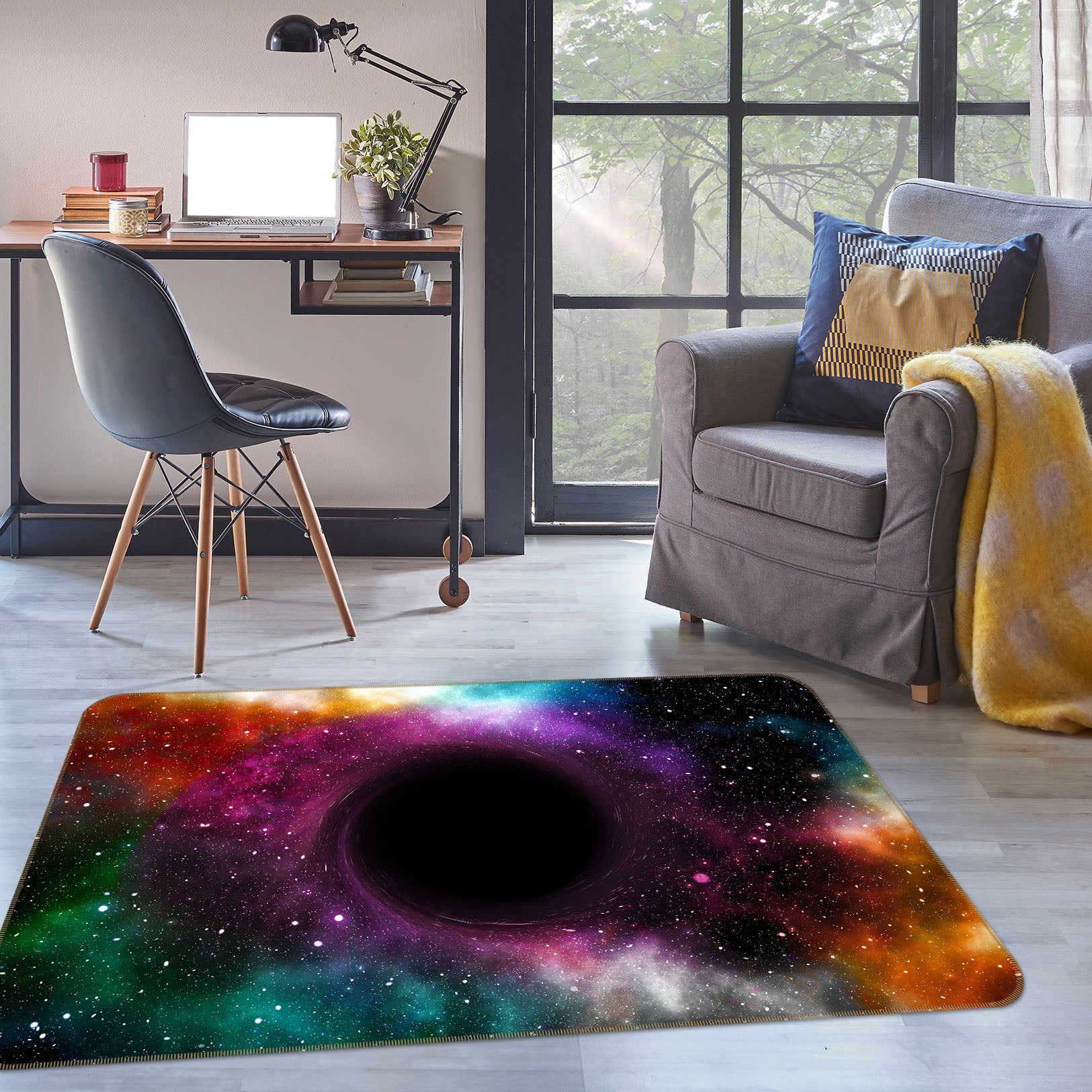 3D Colorful Black Hole 36107 Non Slip Rug Mat