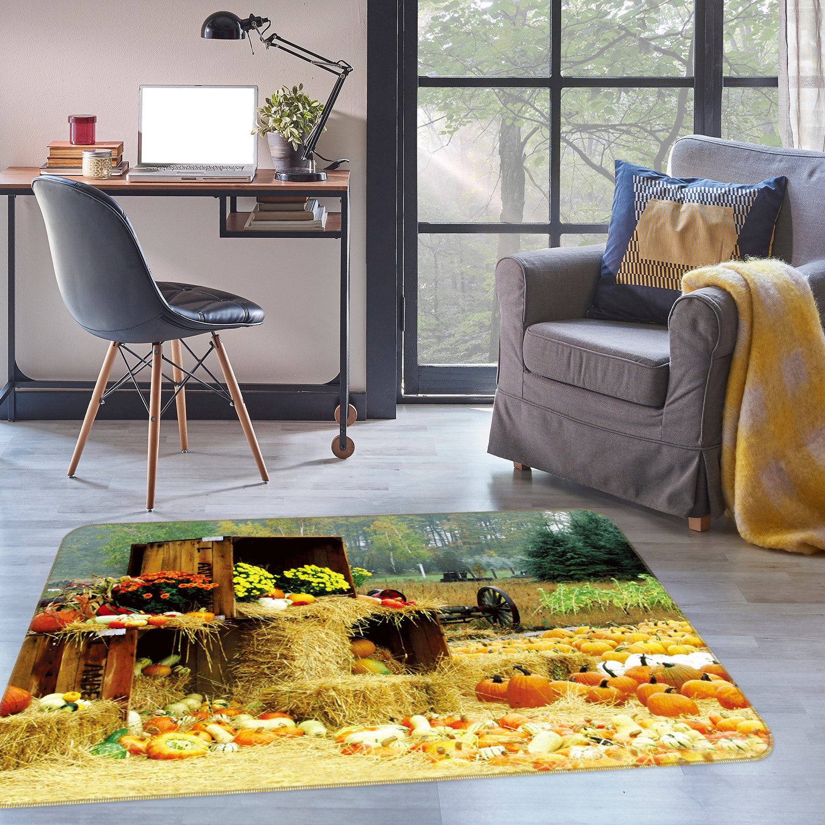 3D Pumpkin Patch 75224 Non Slip Rug Mat