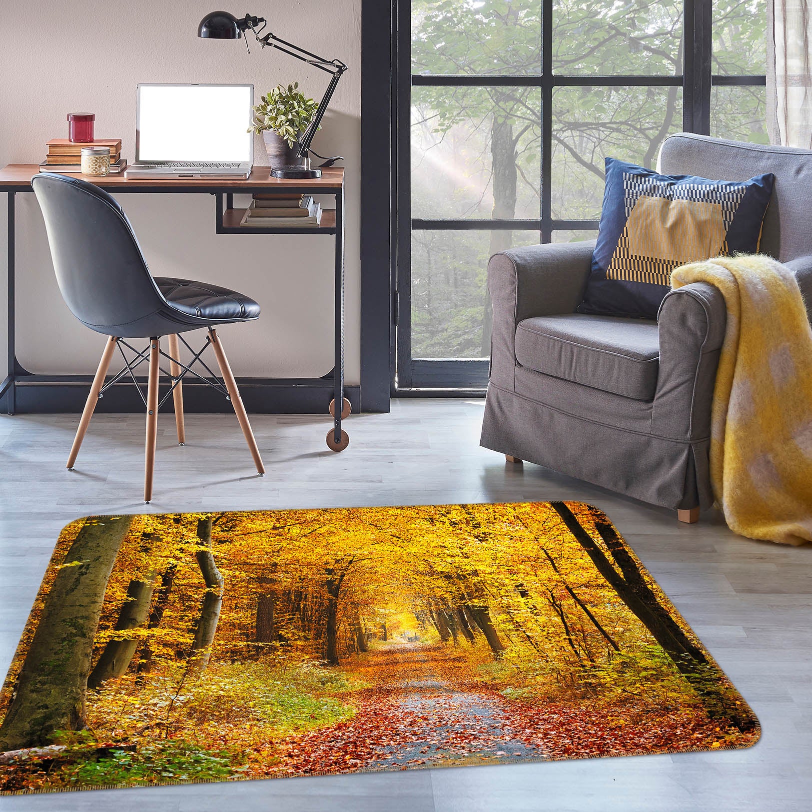 3D Forest Path 35079 Non Slip Rug Mat