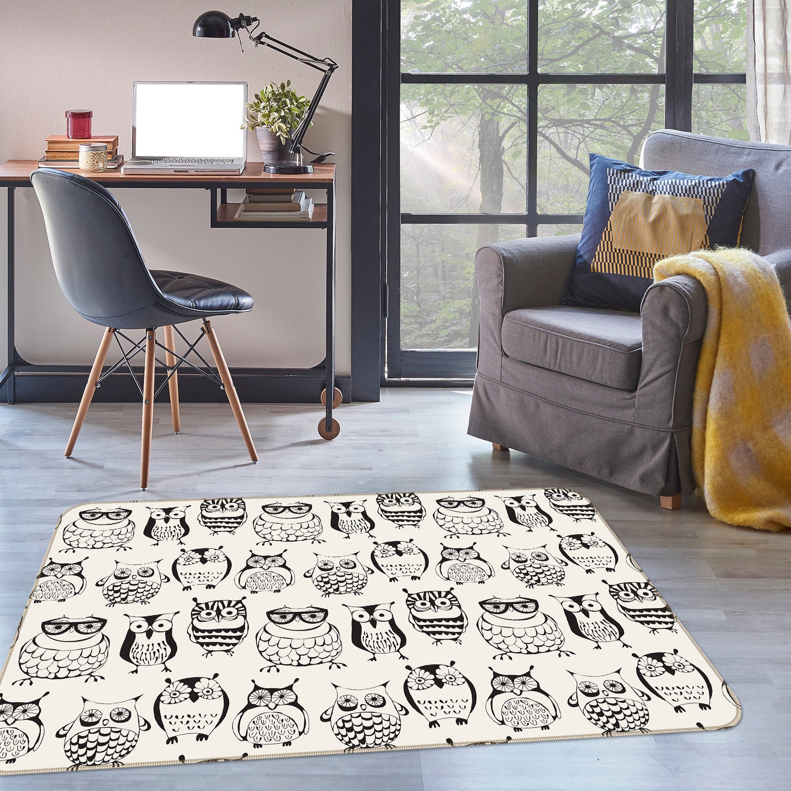 3D Owl Pattern 35052 Non Slip Rug Mat