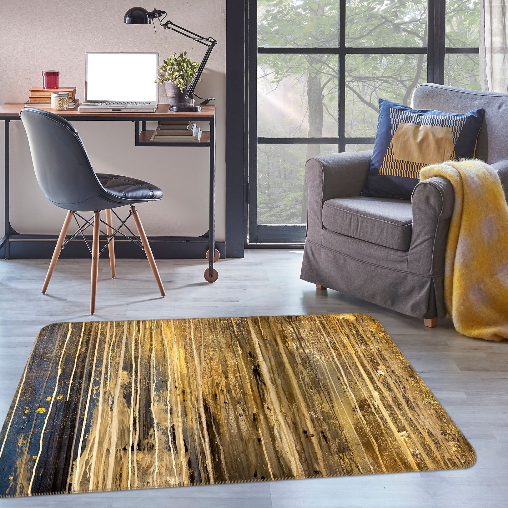 3D Brown Wood Pattern 30167 Non Slip Rug Mat